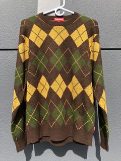 Supreme Argyle Crewneck Sweater | Grailed