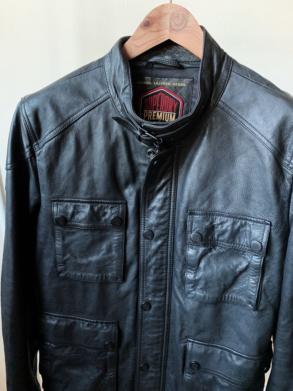 Superdry Rotor Leather 4 Pocket Jacket Grailed