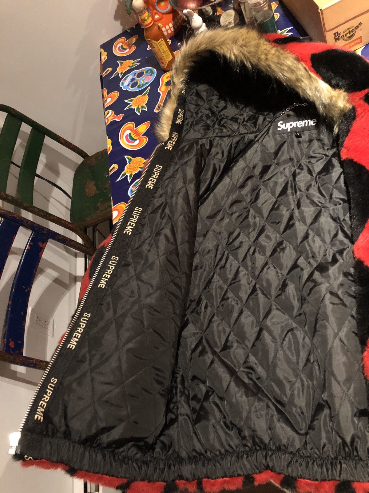 Supreme Supreme Diamond Faux Fur Jacket Red Grailed