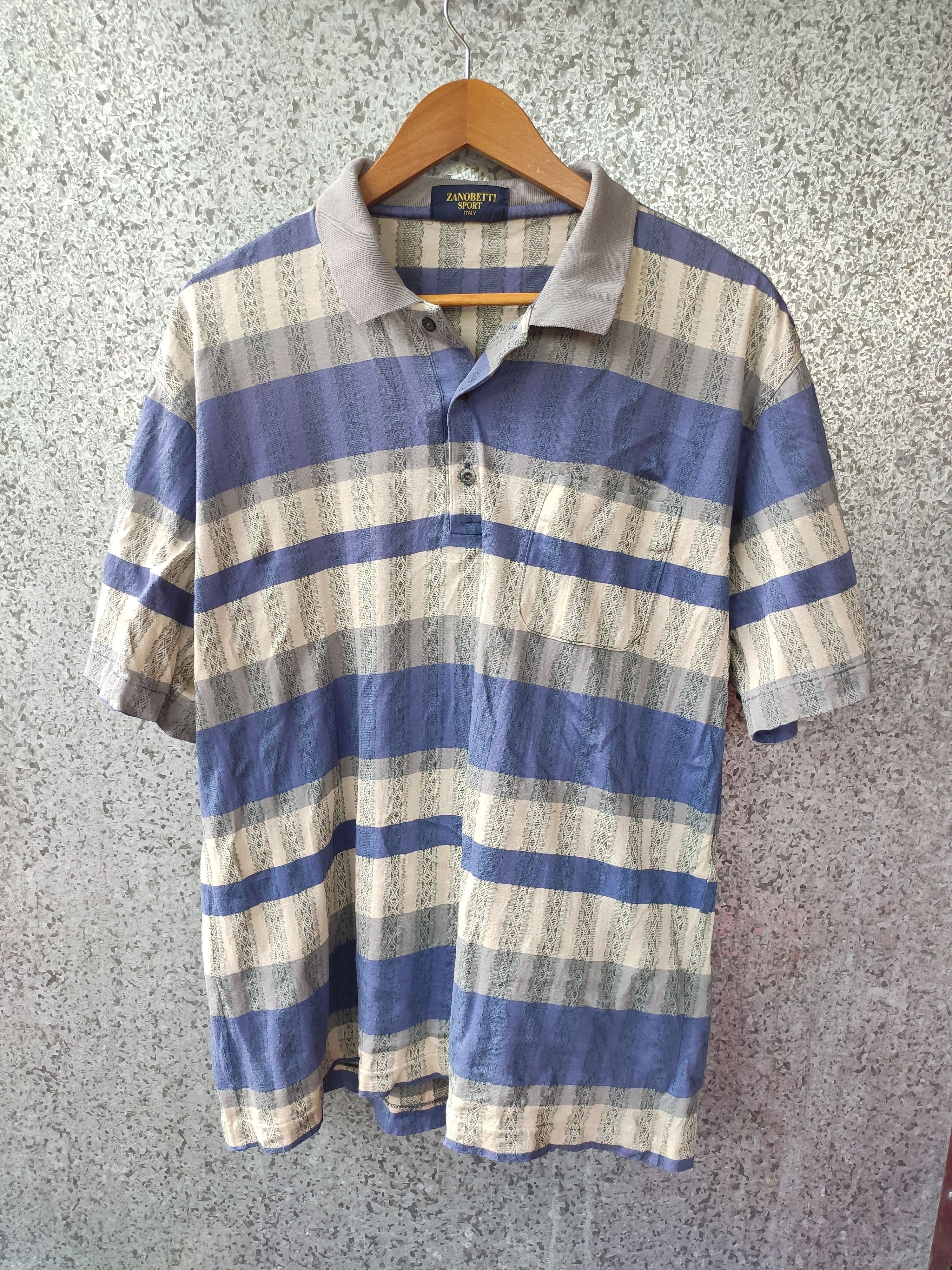 Designer Vintage Zanobetti polo t shirt stripes Size US L / EU 52-54 / 3 - 1 Thumbnail