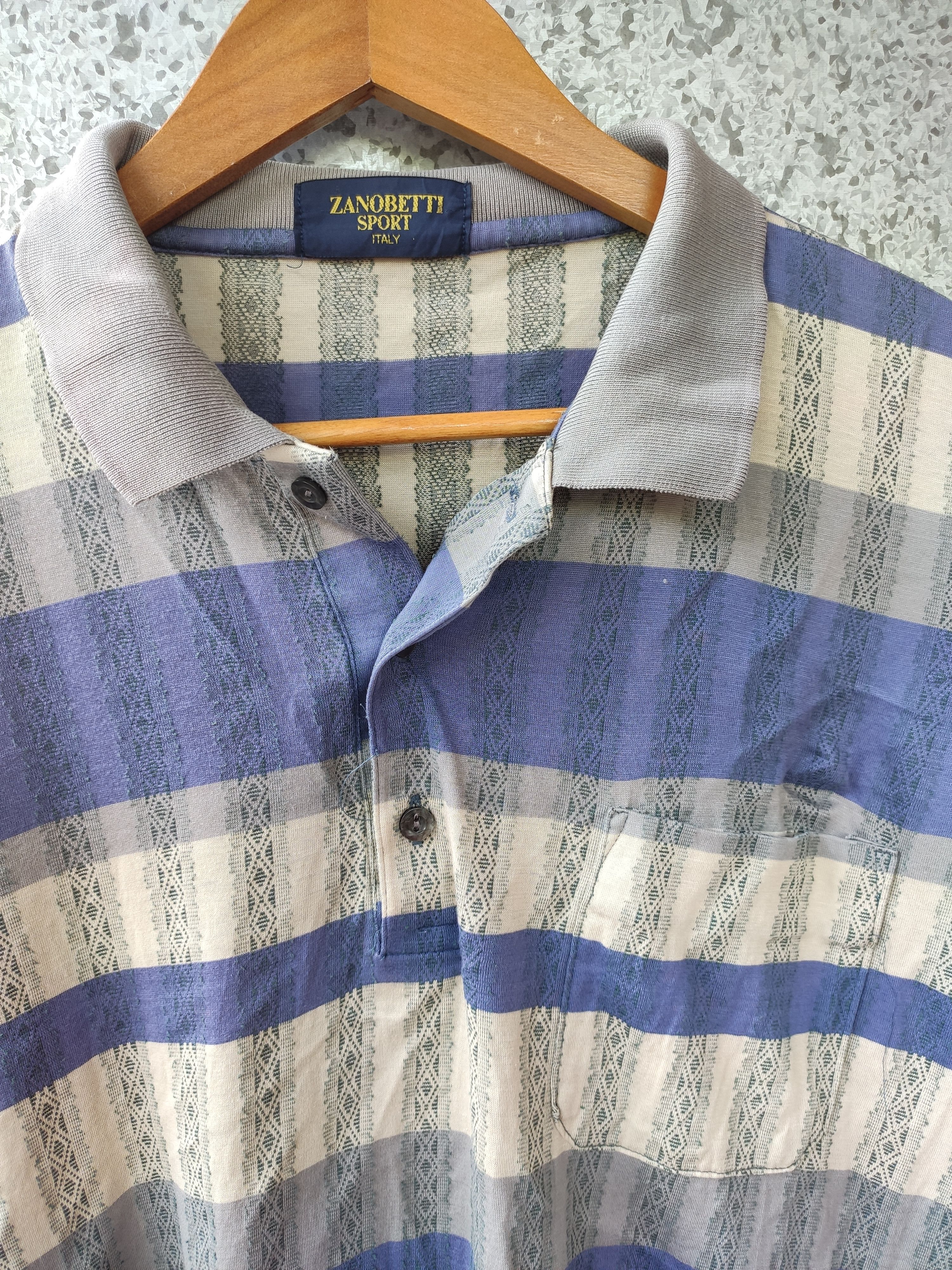 Designer Vintage Zanobetti polo t shirt stripes Size US L / EU 52-54 / 3 - 3 Thumbnail