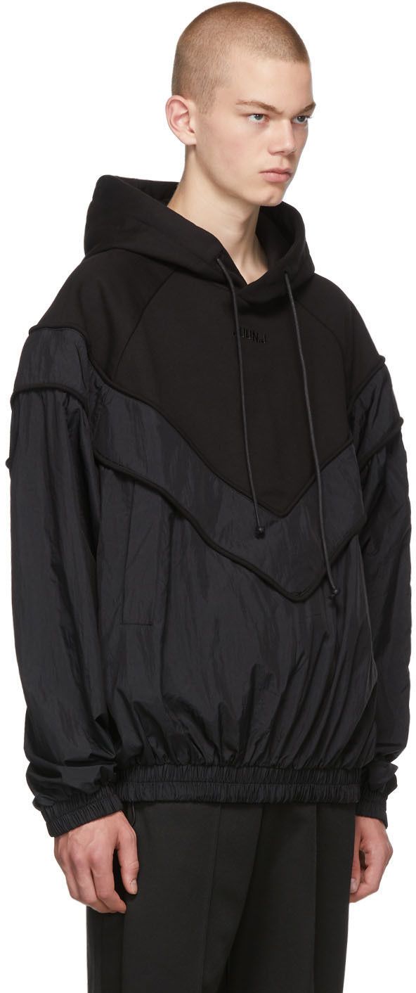 Juun.J Juun.J Black 'N'Synthetic' Panelled Hoodie Size US M / EU 48-50 / 2 - 2 Thumbnail