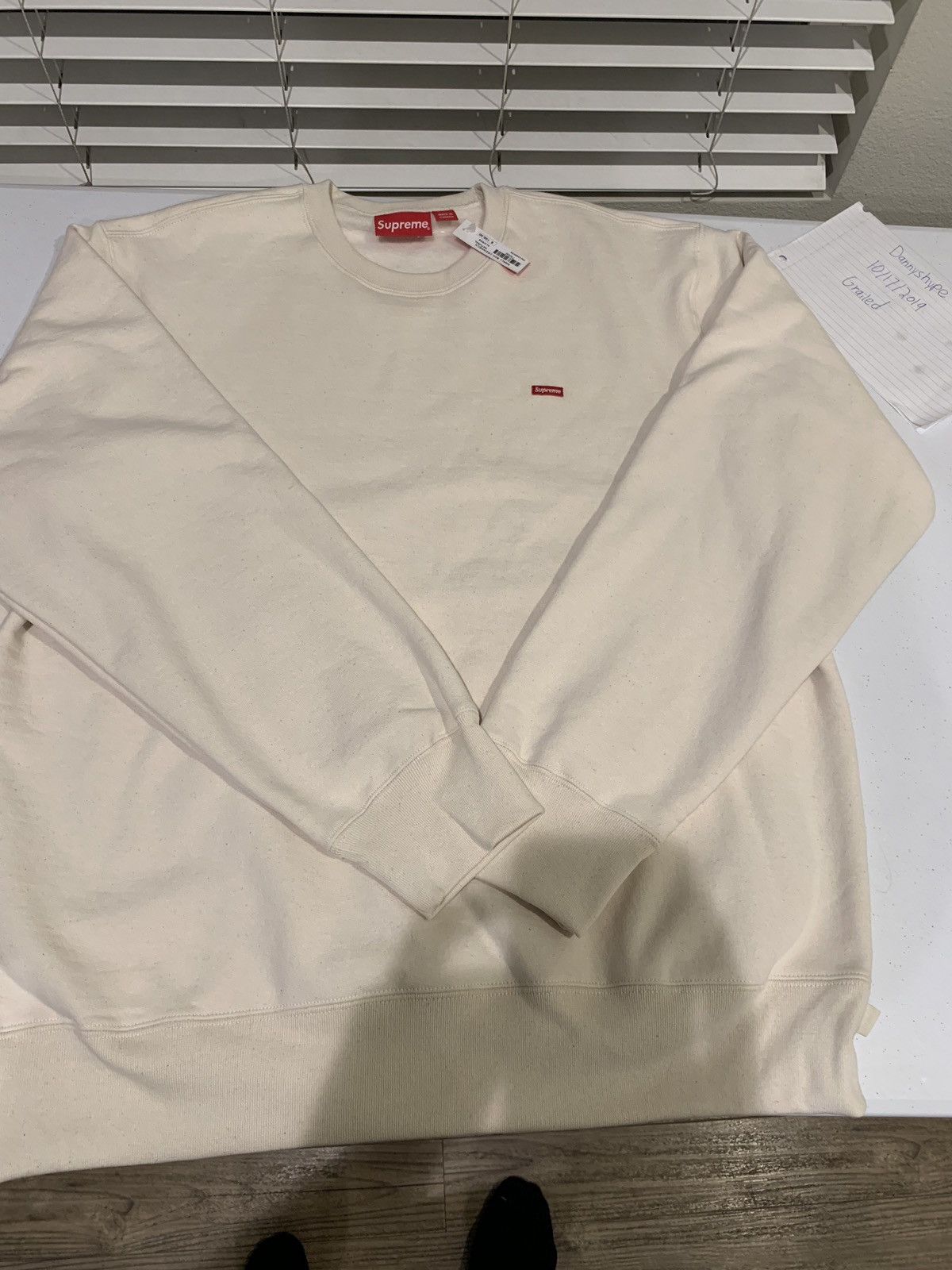 Supreme Supreme FW19 Small Box Logo Crewneck in Natural (in-hand 