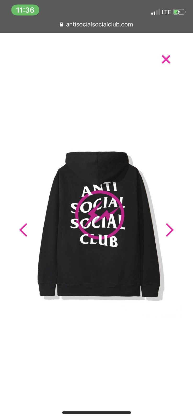 パーカー・フーディ Anti Social Social Club x Fragment Pink Bolt Hoodie FW19 Buy Anti Social Social Club x fragment Pink Bolt Hoodie