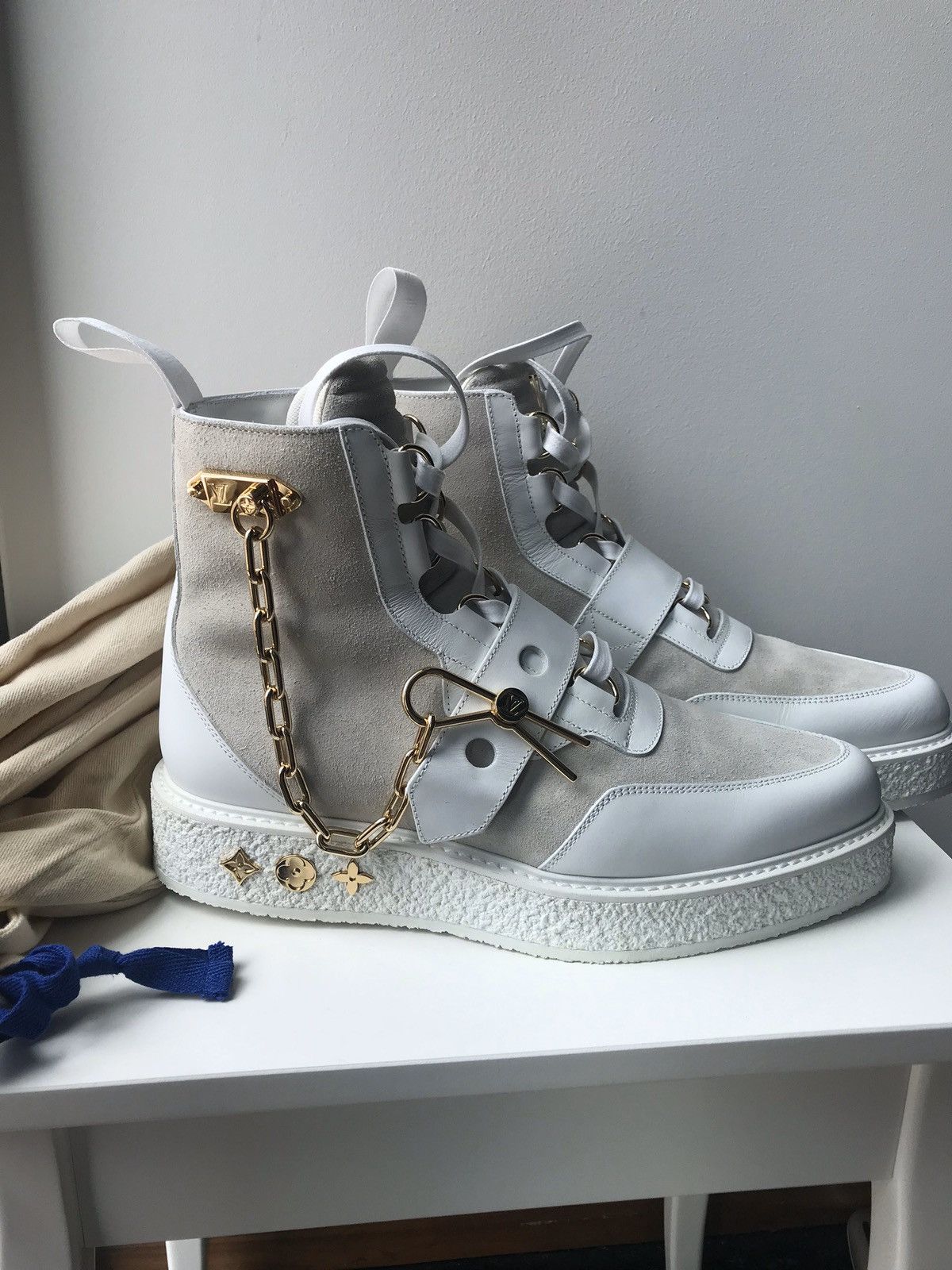 Louis Vuitton Virgil Abloh Creeper Boot With Chain Size US10 EU43 Suede  Calfskin