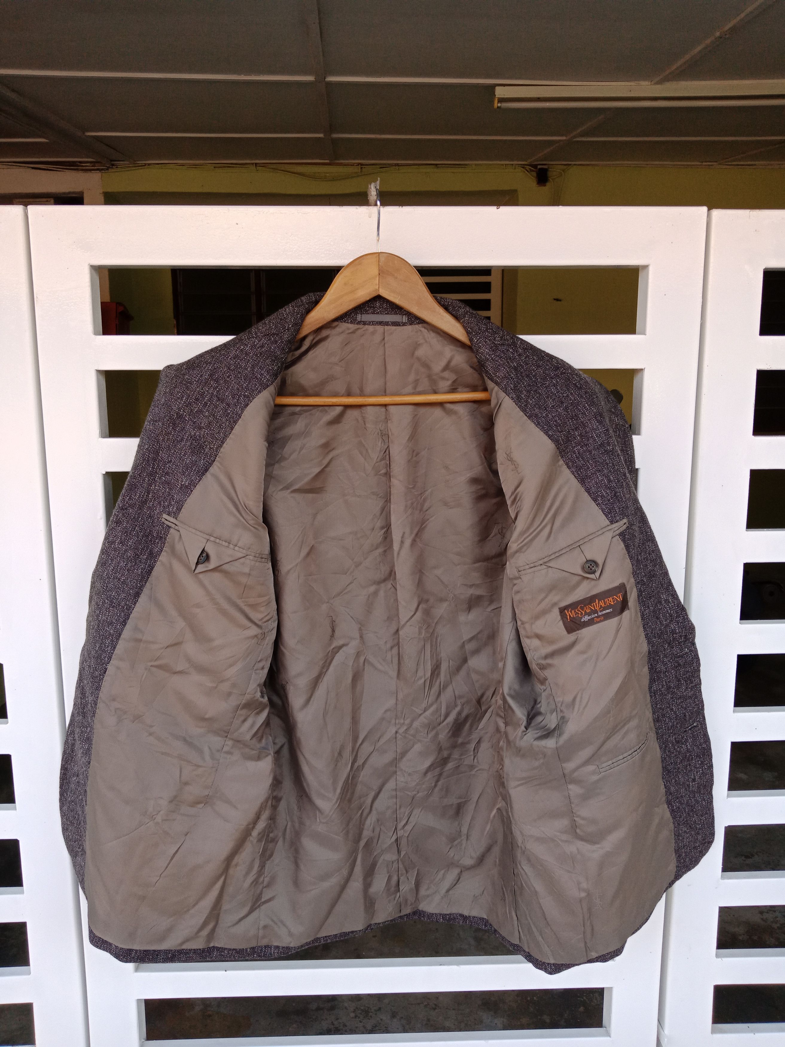 Yves Saint Laurent YSL Gray 100% Wool Jacket Size US M / EU 48-50 / 2 - 2 Thumbnail