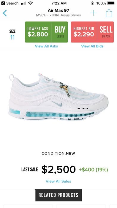 MSCHF x INRI Nike Air Max 97 Jesus Shoes Price, Drops