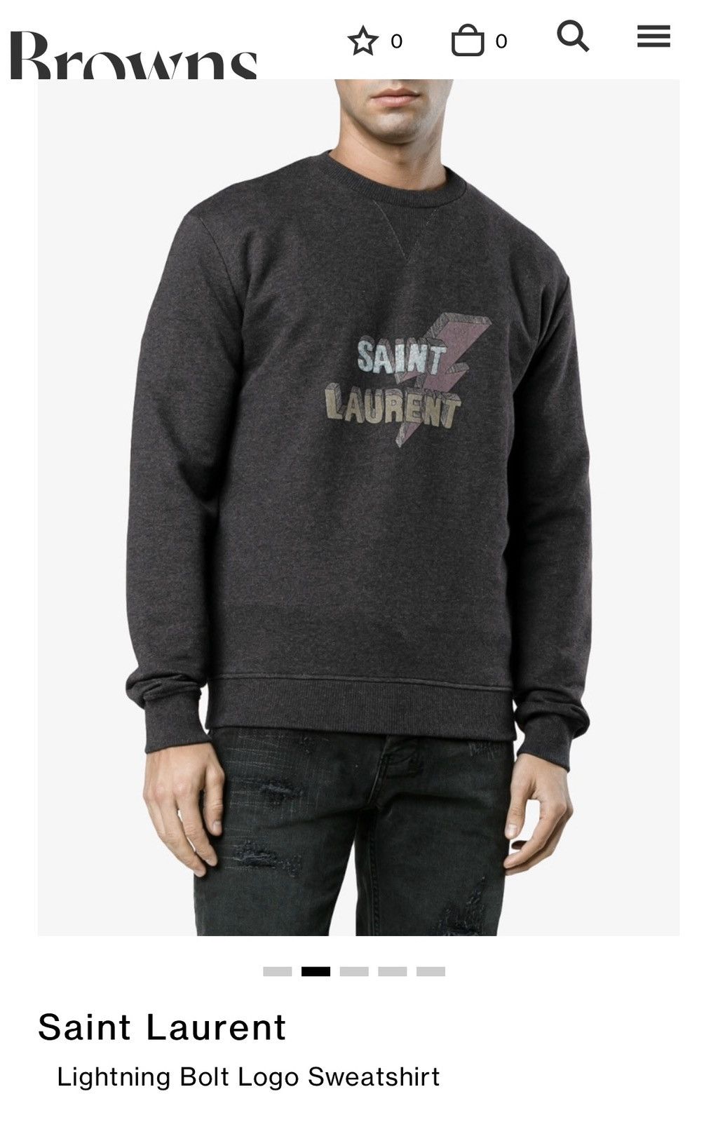 Saint Laurent Paris Saint Laurent Lightning Bolt Sweatshirt size L Size US L / EU 52-54 / 3 - 4 Thumbnail