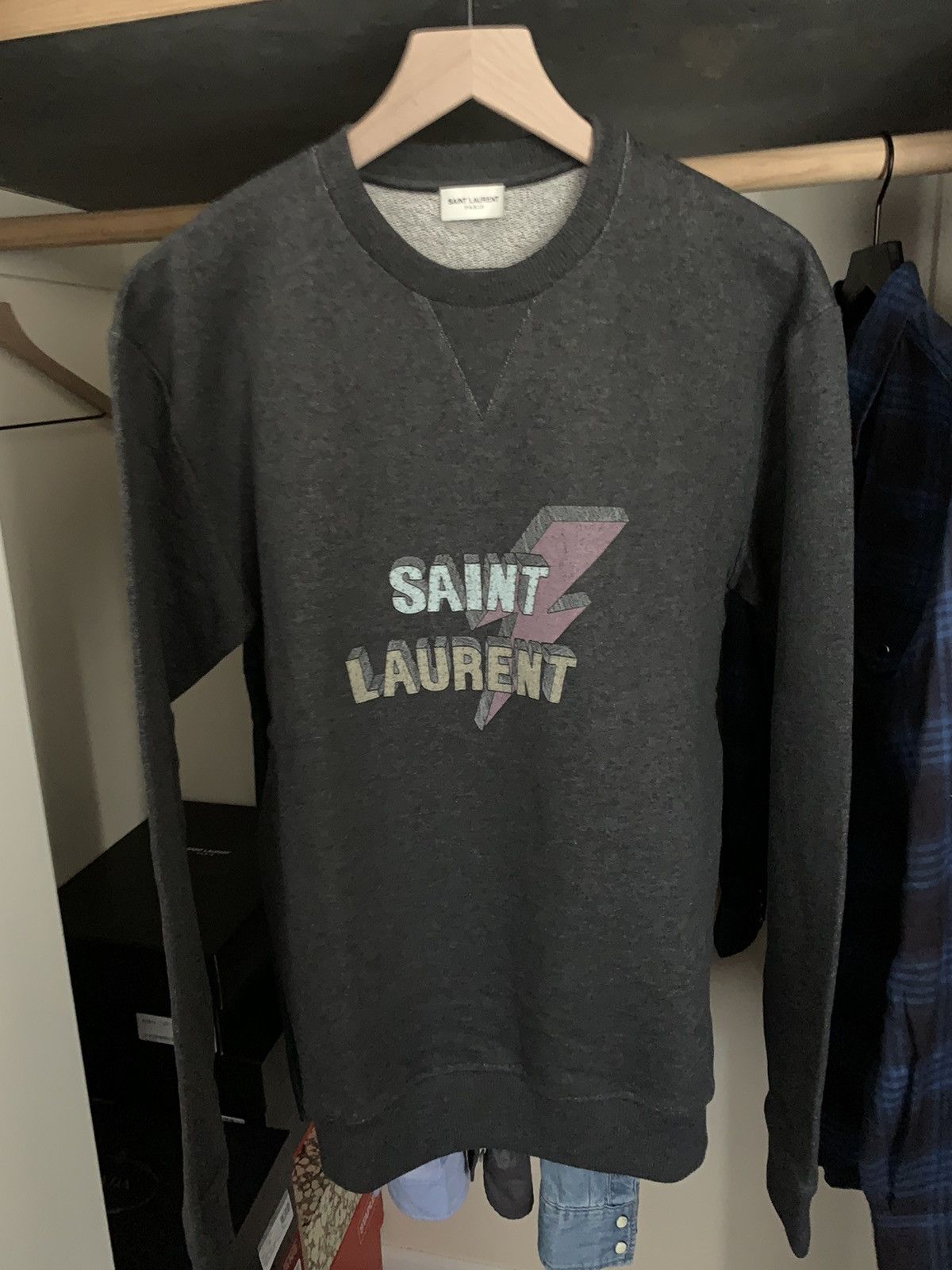 Saint Laurent Paris Saint Laurent Lightning Bolt Sweatshirt size L Size US L / EU 52-54 / 3 - 1 Thumbnail