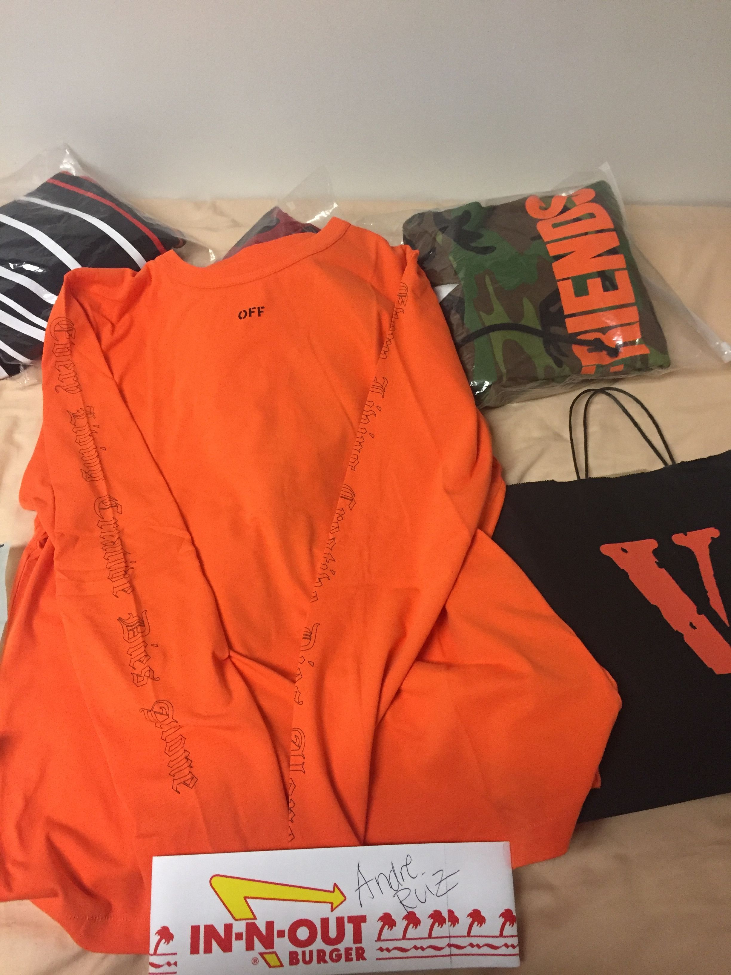 Sleeve Orange And White Vlone VLONE “volume” Long Sleeve Size