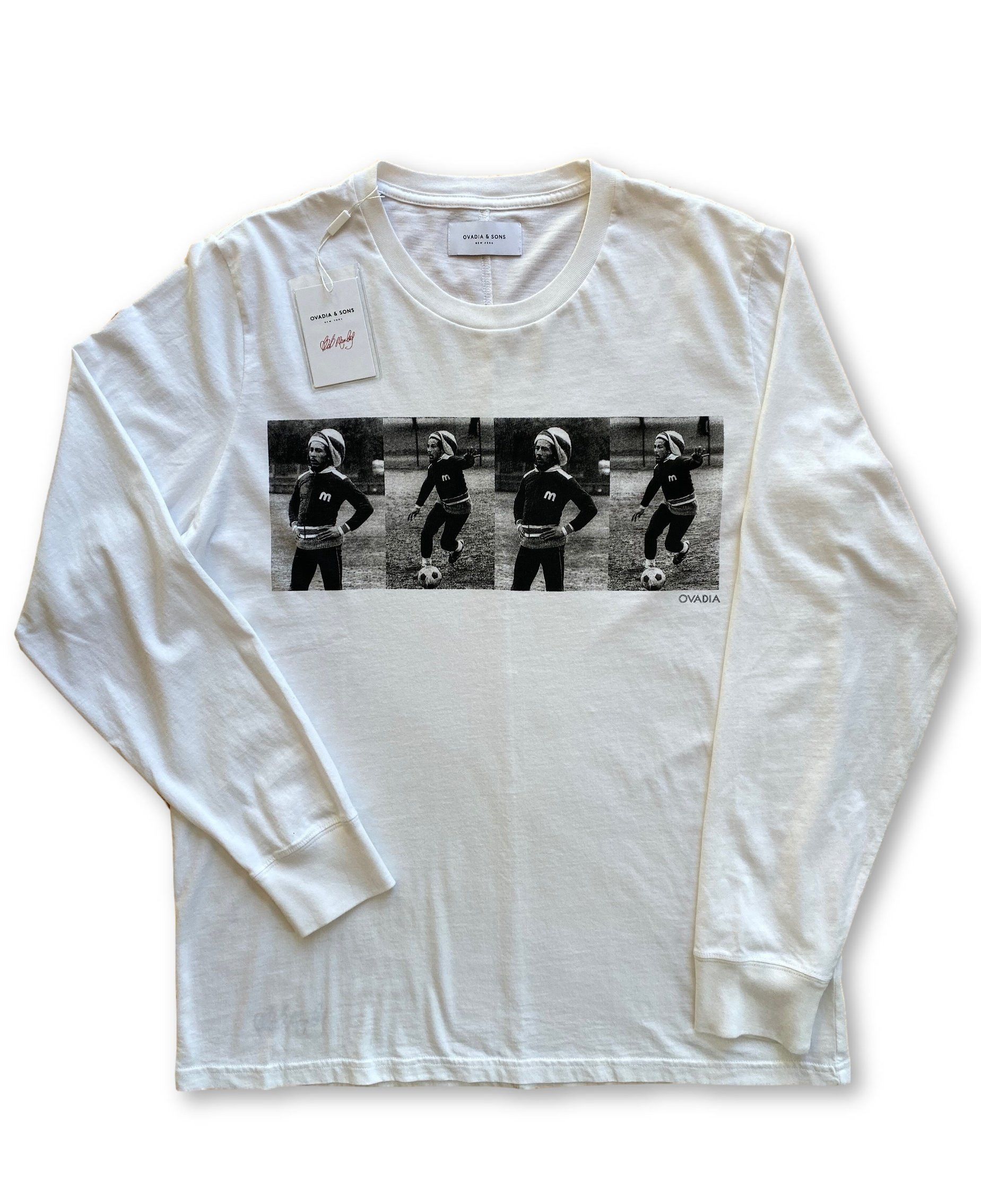 Ovadia And Sons Men's Bob Marley Playing Soccer Long-sleeve T-shirt in  White for Men