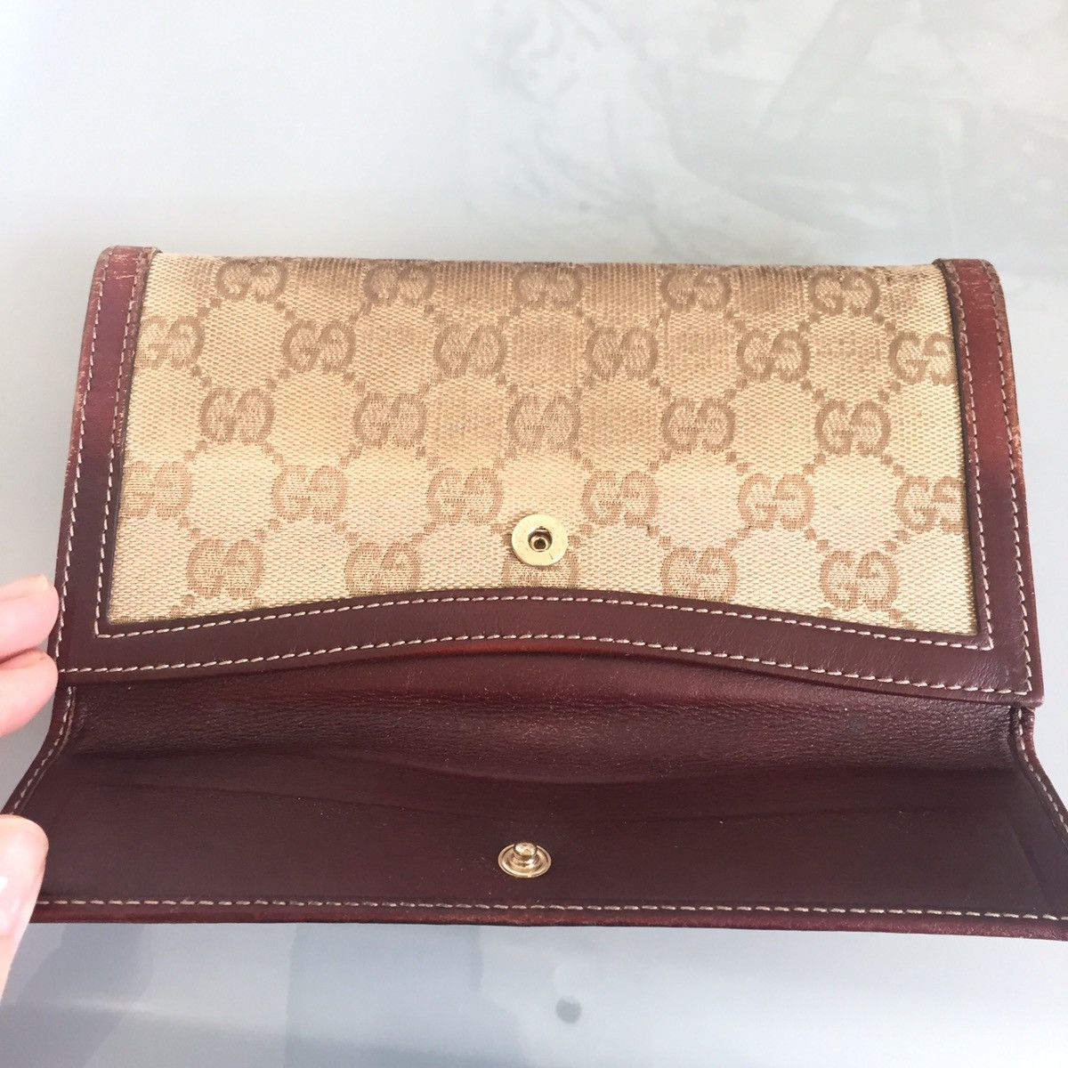 Gucci 90s Gucci bifold GG clasp wallet canvas monogram Size ONE SIZE - 6 Thumbnail