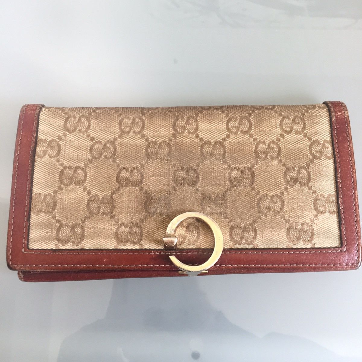 Gucci 90s Gucci bifold GG clasp wallet canvas monogram Size ONE SIZE - 1 Thumbnail