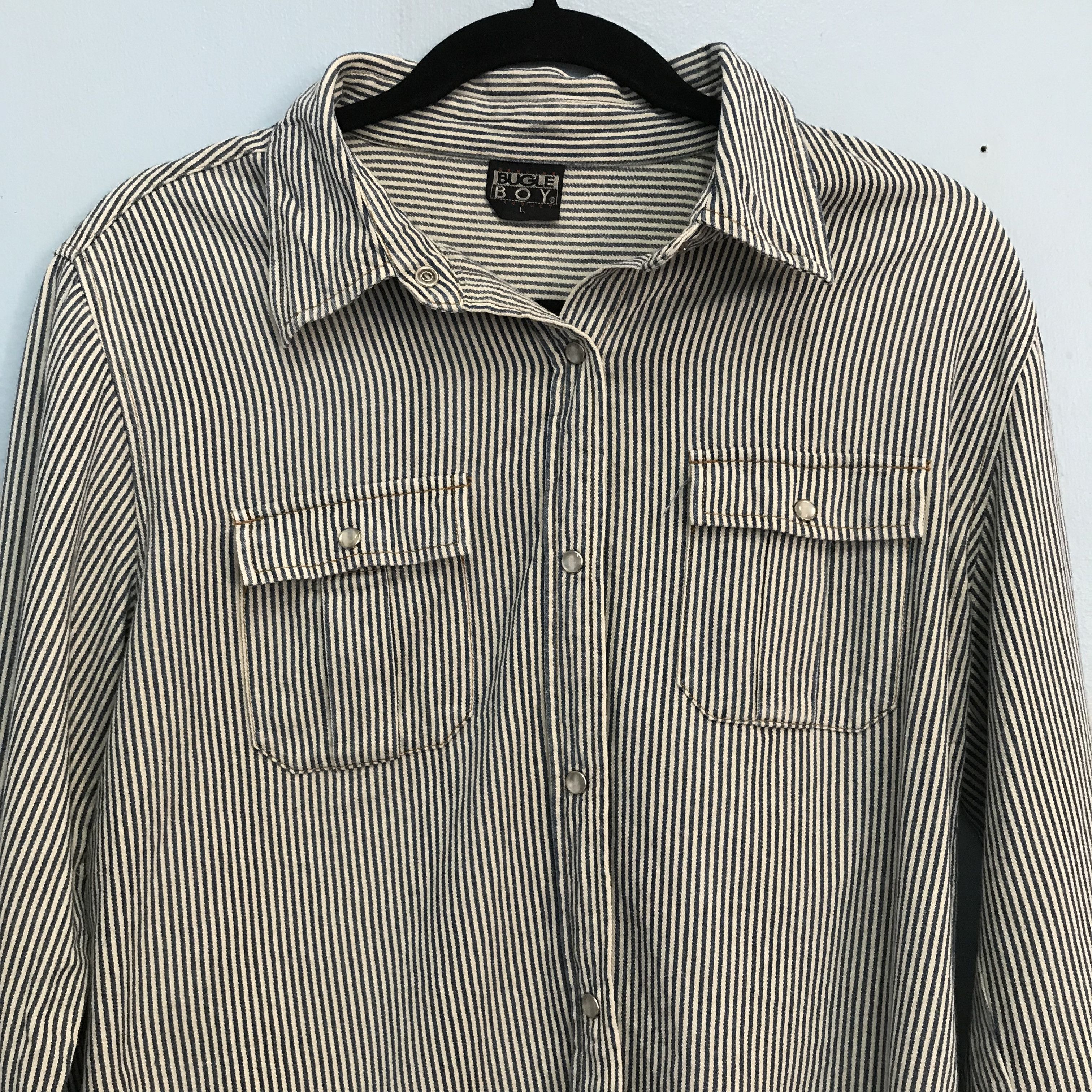 Bugle Boy Vintage Bugle Boy Hickory Double Pocket Wastern Shirt Size US L / EU 52-54 / 3 - 2 Thumbnail