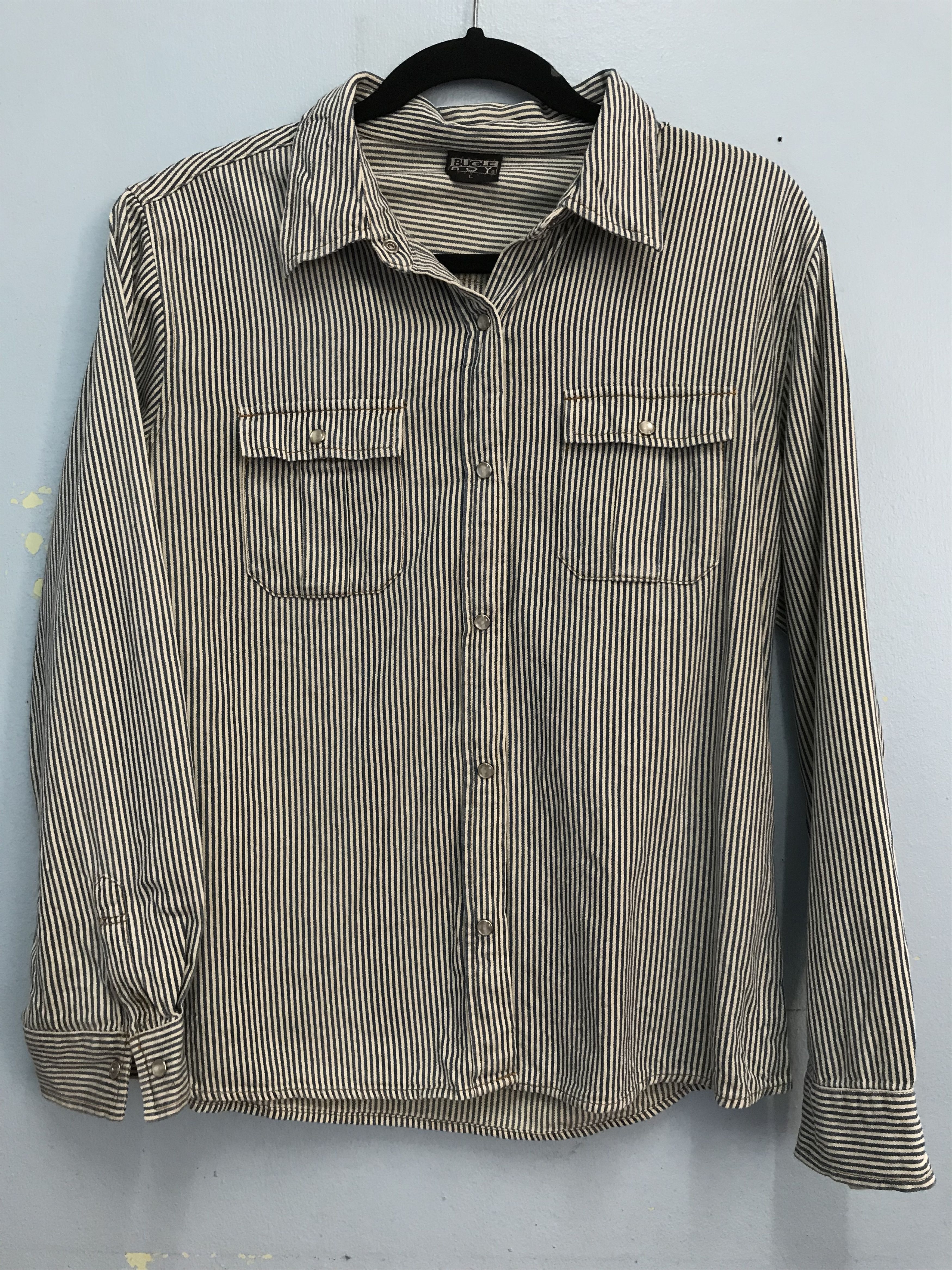 Bugle Boy Vintage Bugle Boy Hickory Double Pocket Wastern Shirt Size US L / EU 52-54 / 3 - 1 Thumbnail
