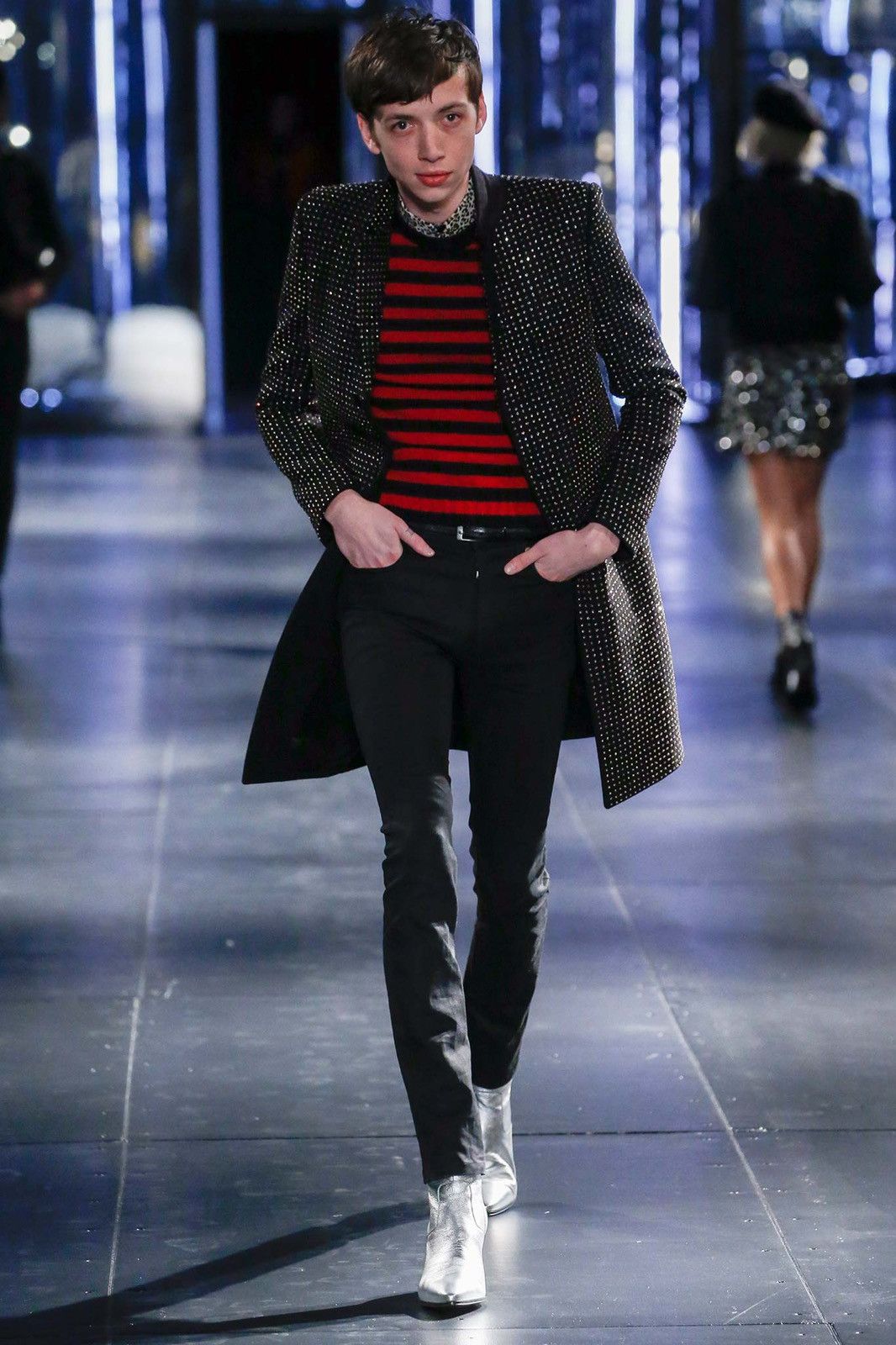 Hedi Slimane Saint Laurent Paris Fw15 Stripe Sweater black red Grailed