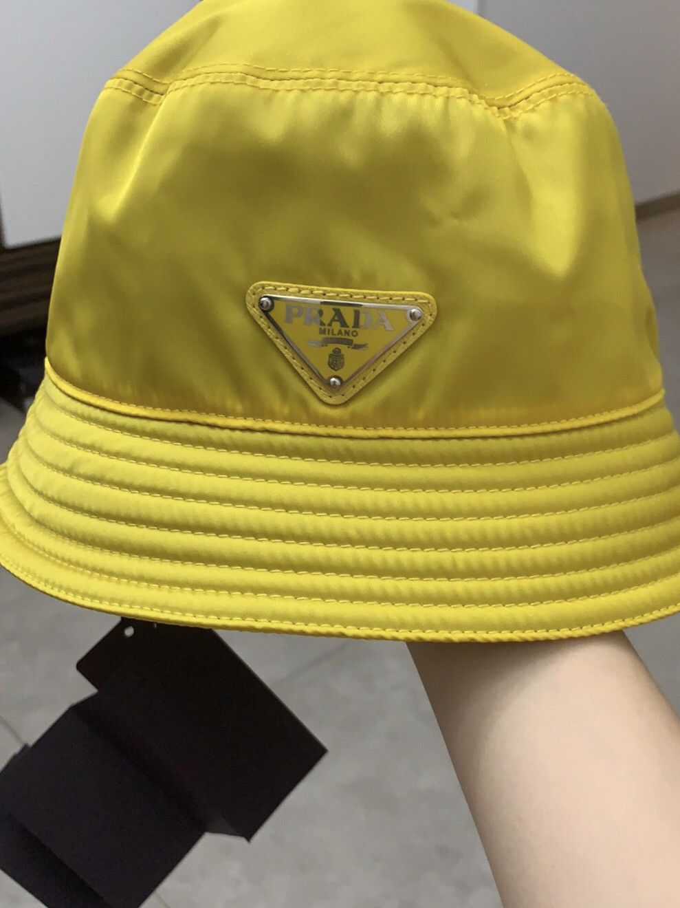 Prada prada logo nylon yellow bucket hat Size ONE SIZE - 5 Thumbnail