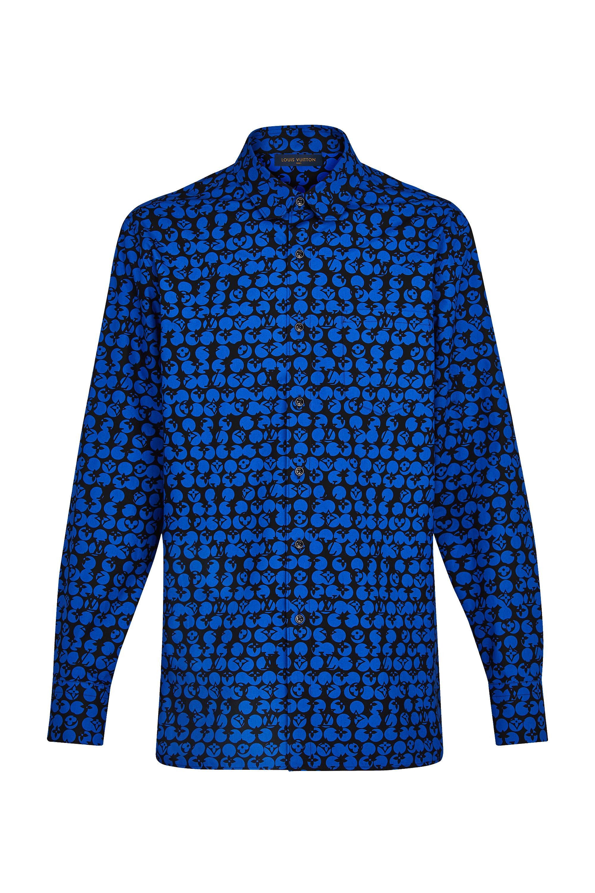 image of Louis Vuitton New $920 Oversized Dna Button Shirt in Blue, Men's (Size Small)