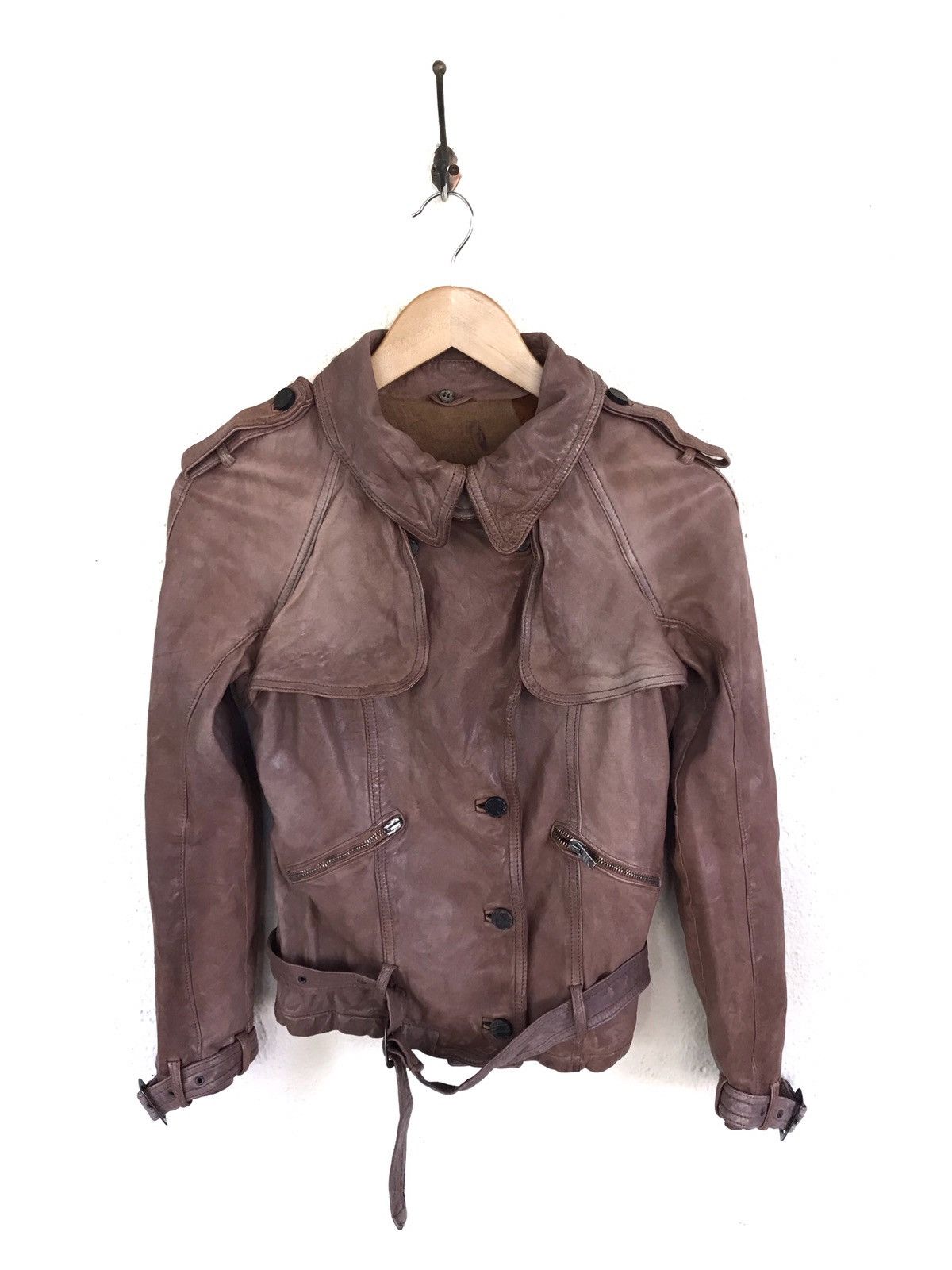 Giorgio Brato Giorgio Brato Brown Leather Jacket Fur Collar Size US XXS / EU 40 - 2 Thumbnail