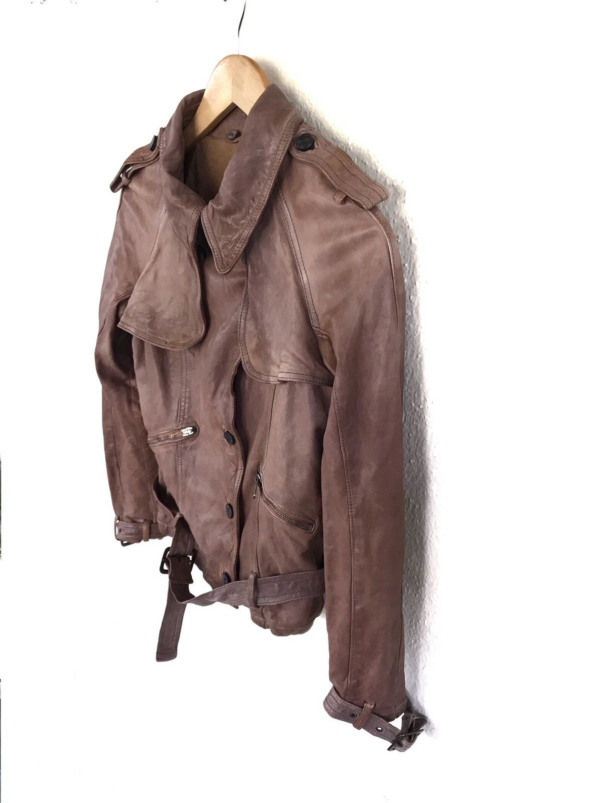 Giorgio Brato Giorgio Brato Brown Leather Jacket Fur Collar Size US XXS / EU 40 - 7 Thumbnail