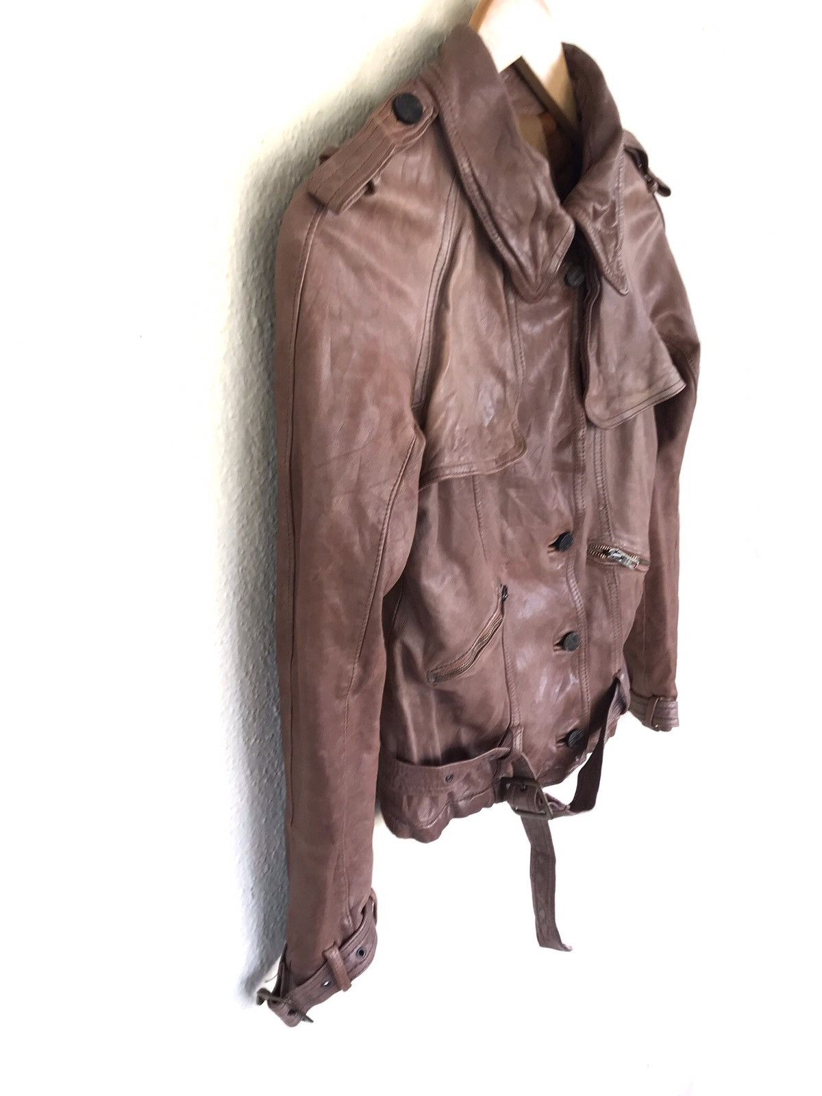 Giorgio Brato Giorgio Brato Brown Leather Jacket Fur Collar Size US XXS / EU 40 - 6 Thumbnail