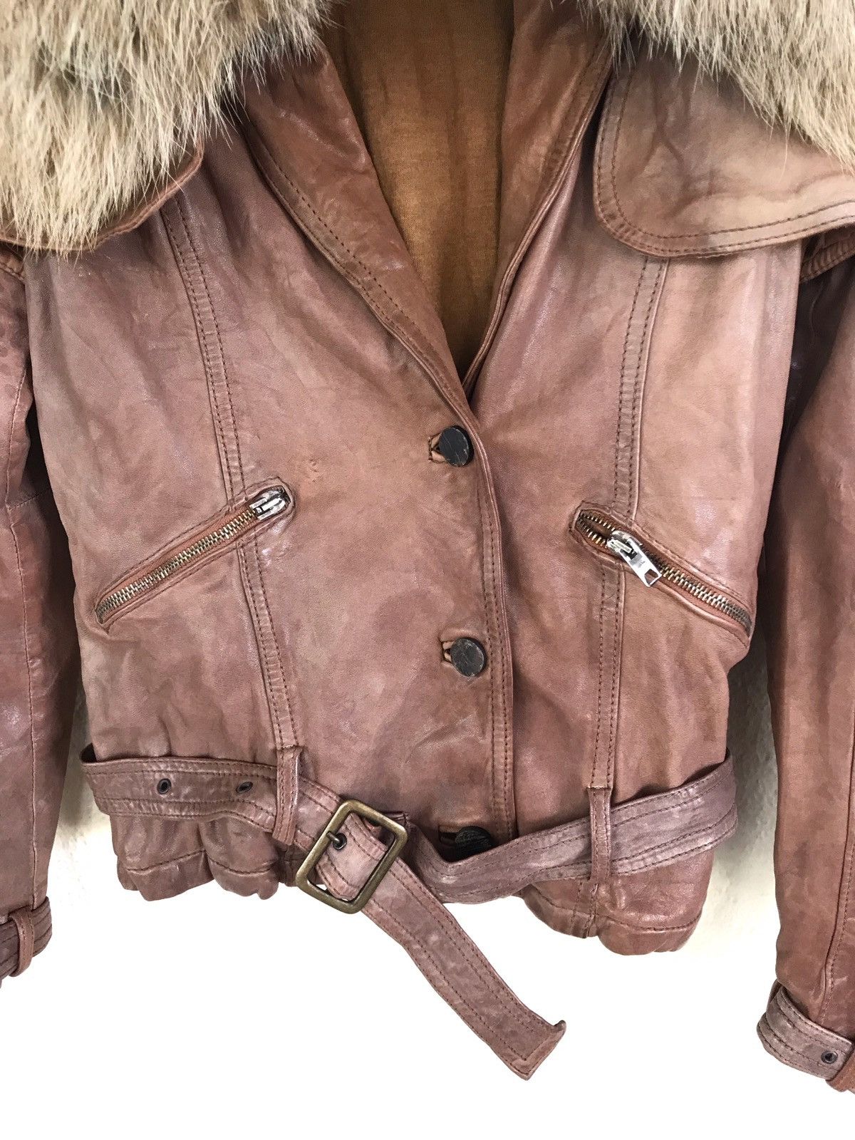 Giorgio Brato Giorgio Brato Brown Leather Jacket Fur Collar Size US XXS / EU 40 - 5 Thumbnail
