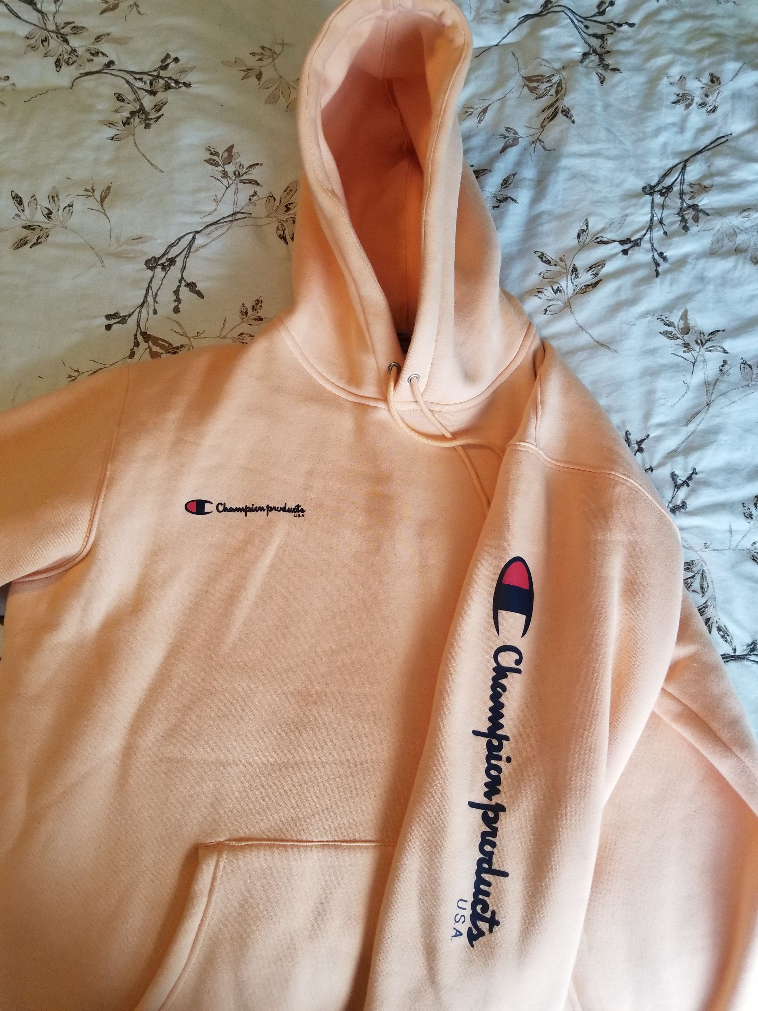 Supreme X Champion Hoodie Peach Grailed