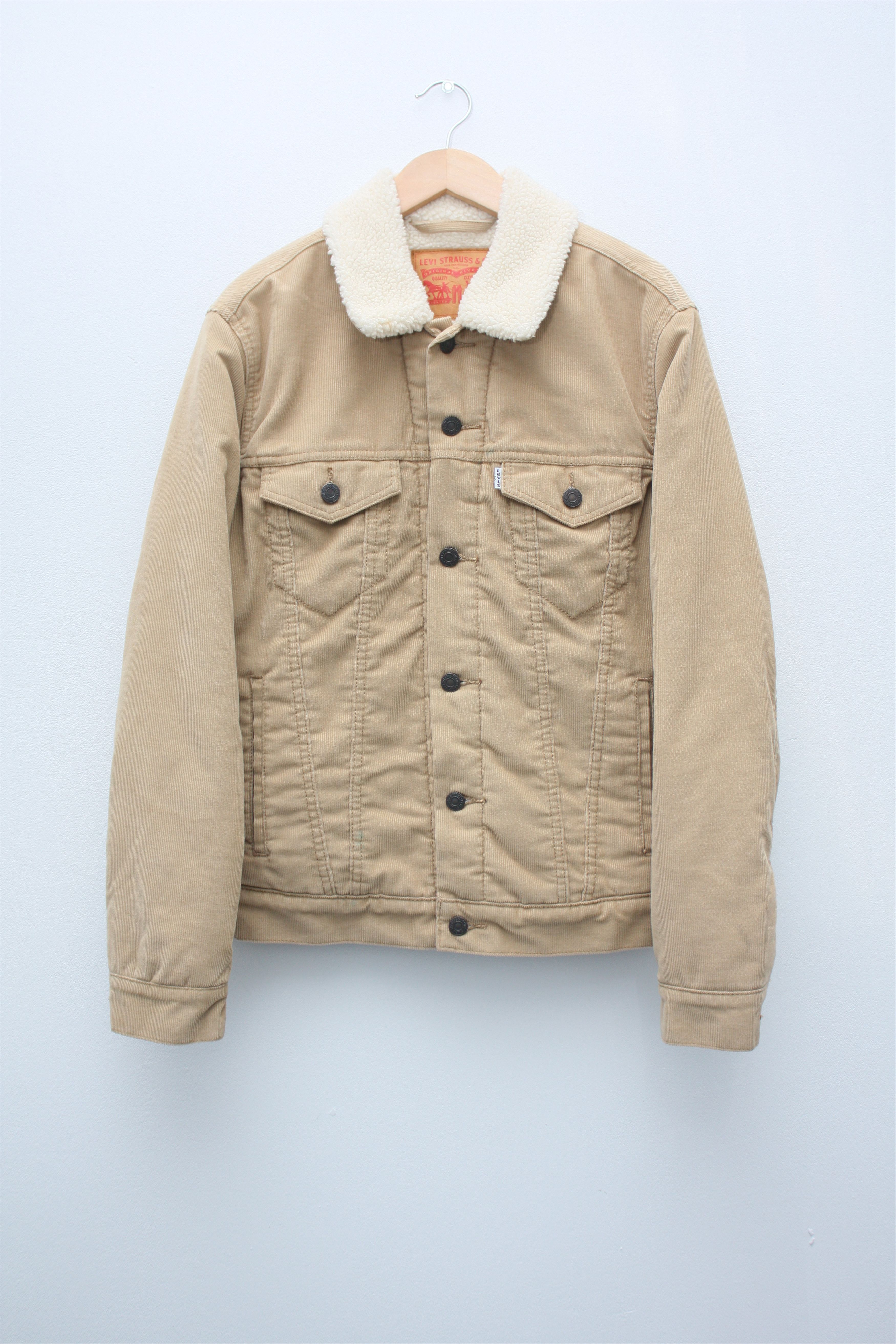 Levi s Levi s Beige Corduroy Sherpa Trucker Jacket Grailed