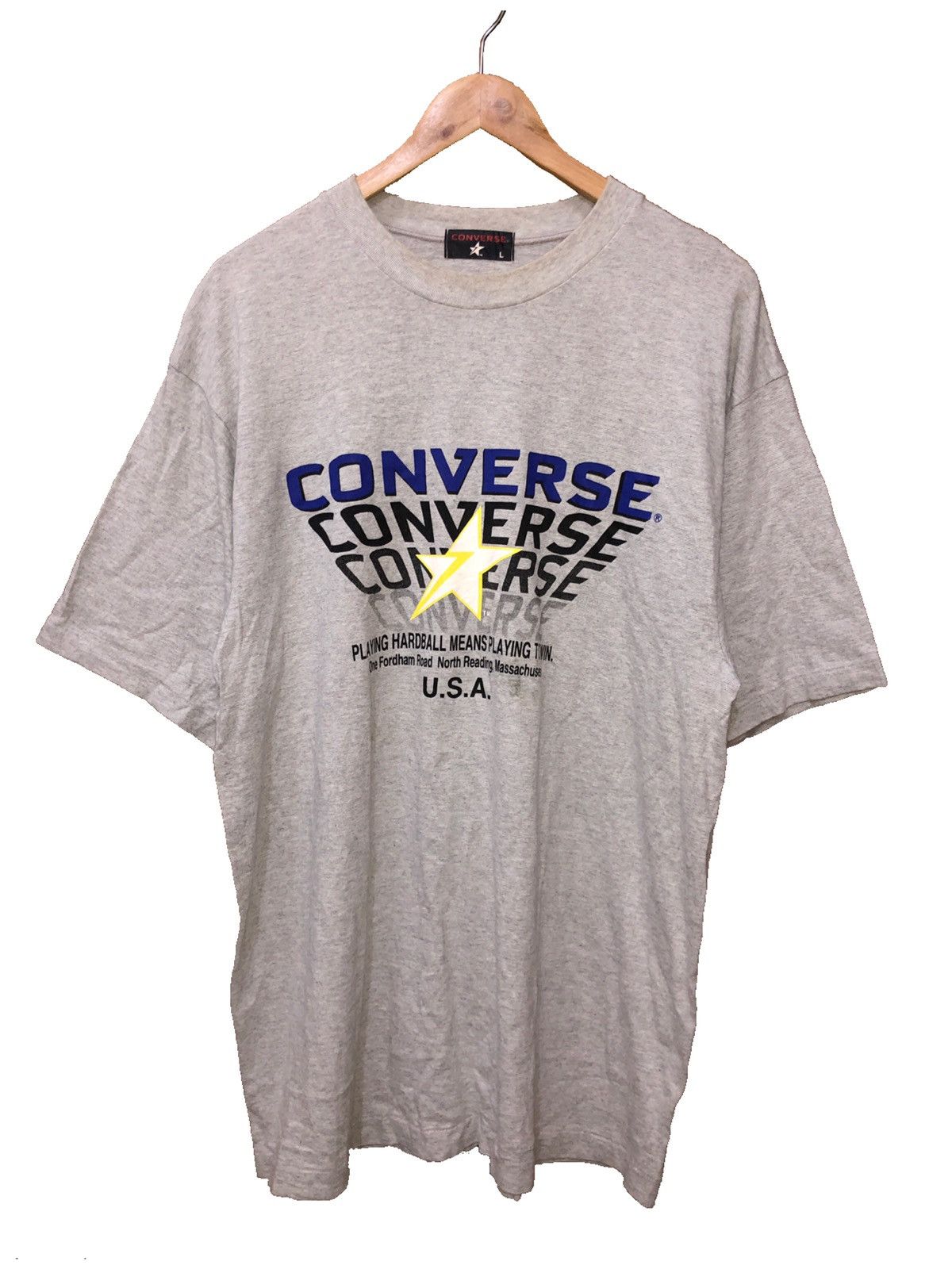 Converse × Vintage Rare Vintage 90 Converse Spell Out Big Logo Shirts Size US L / EU 52-54 / 3 - 1 Thumbnail