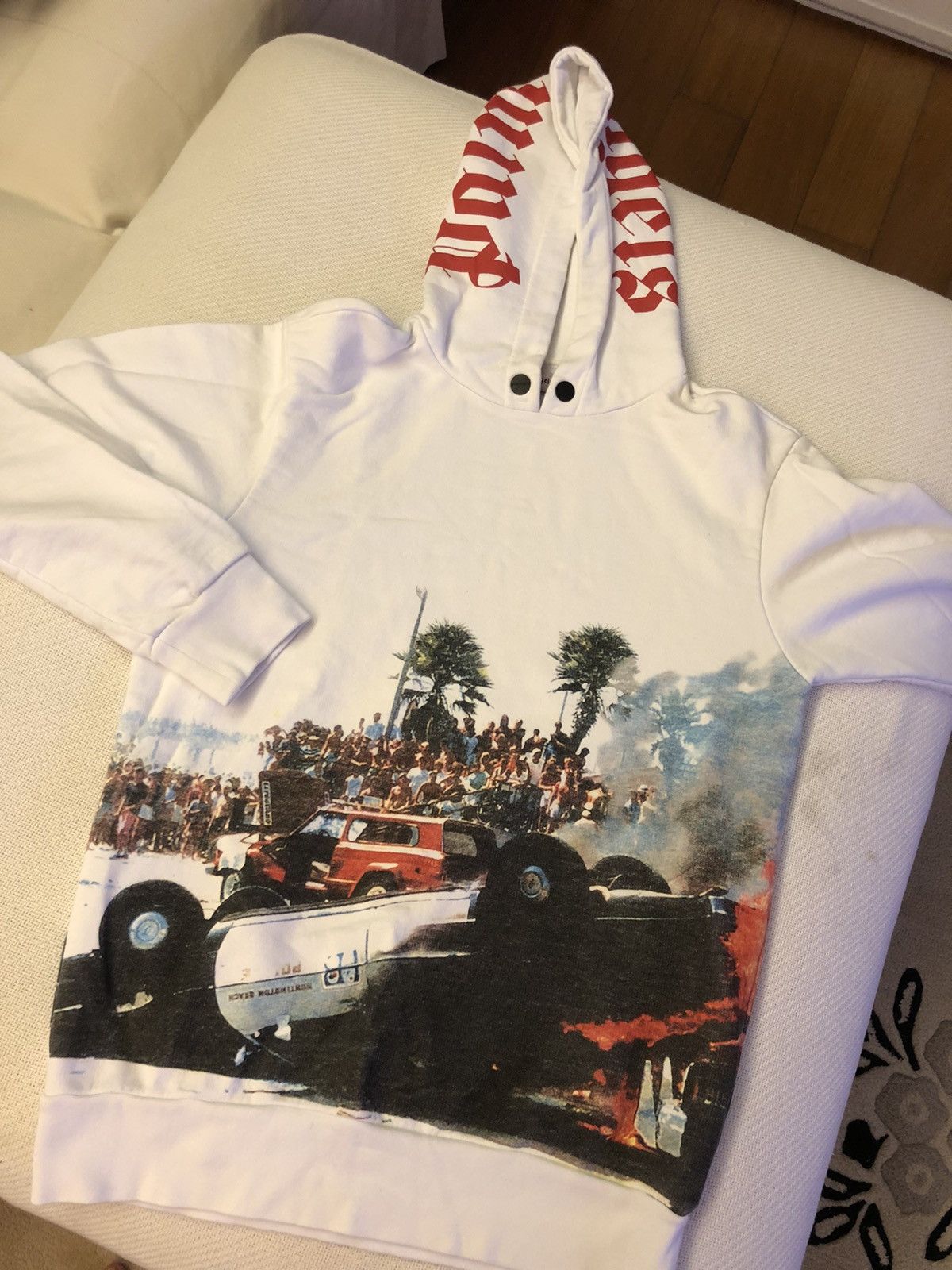 Palm Angels Burning Car Hoodie Grailed