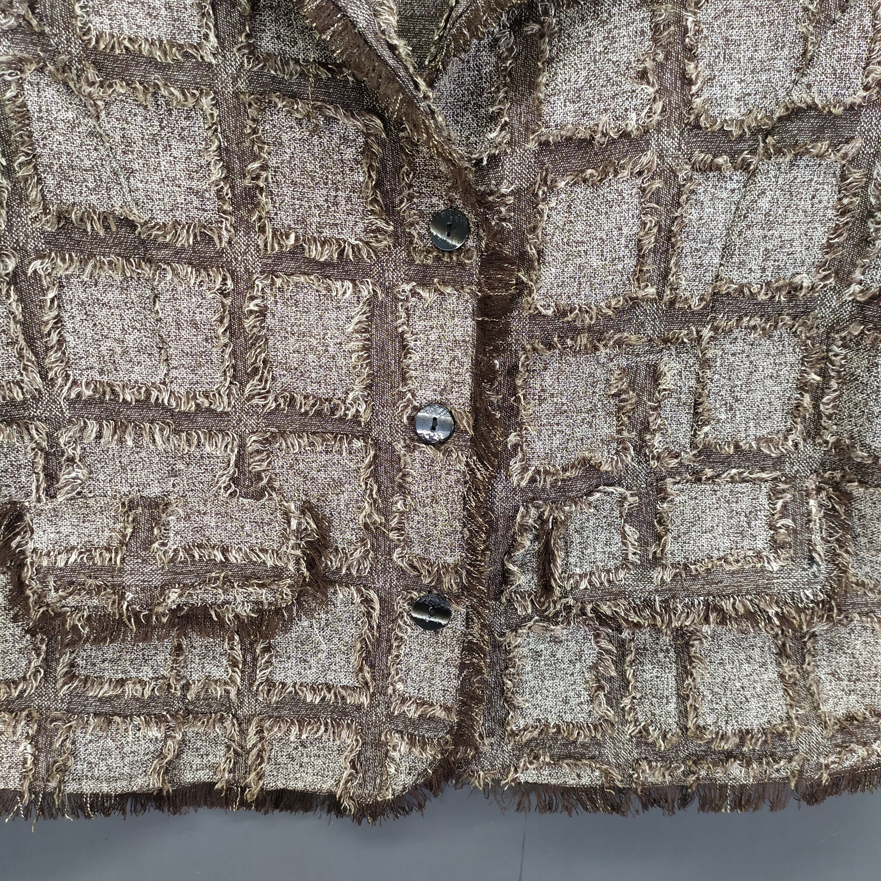Japanese Brand HAPPY ROAD CHECKED FUR CROPPED JACKET #263-10 Size S / US 4 / IT 40 - 3 Thumbnail
