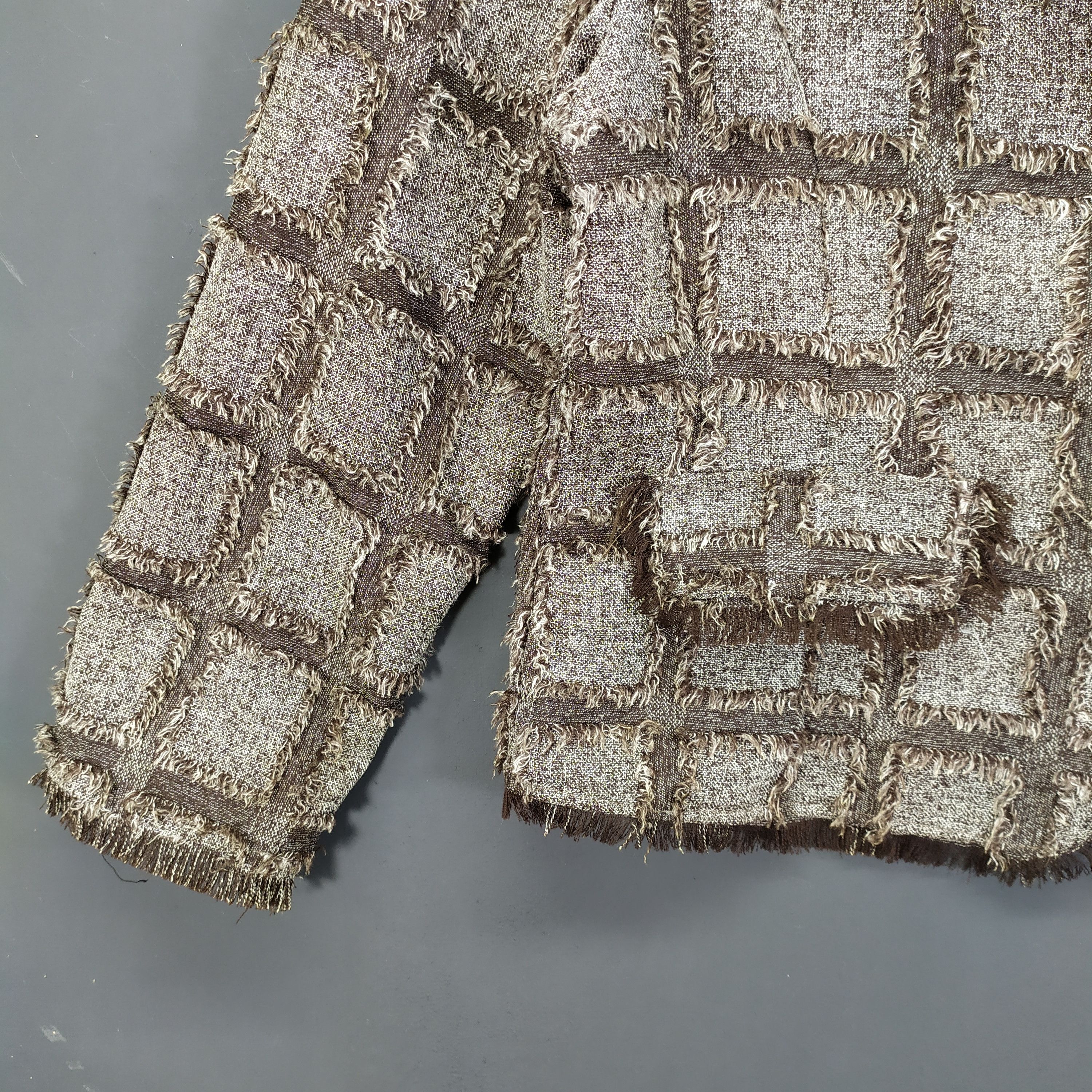 Japanese Brand HAPPY ROAD CHECKED FUR CROPPED JACKET #263-10 Size S / US 4 / IT 40 - 4 Thumbnail