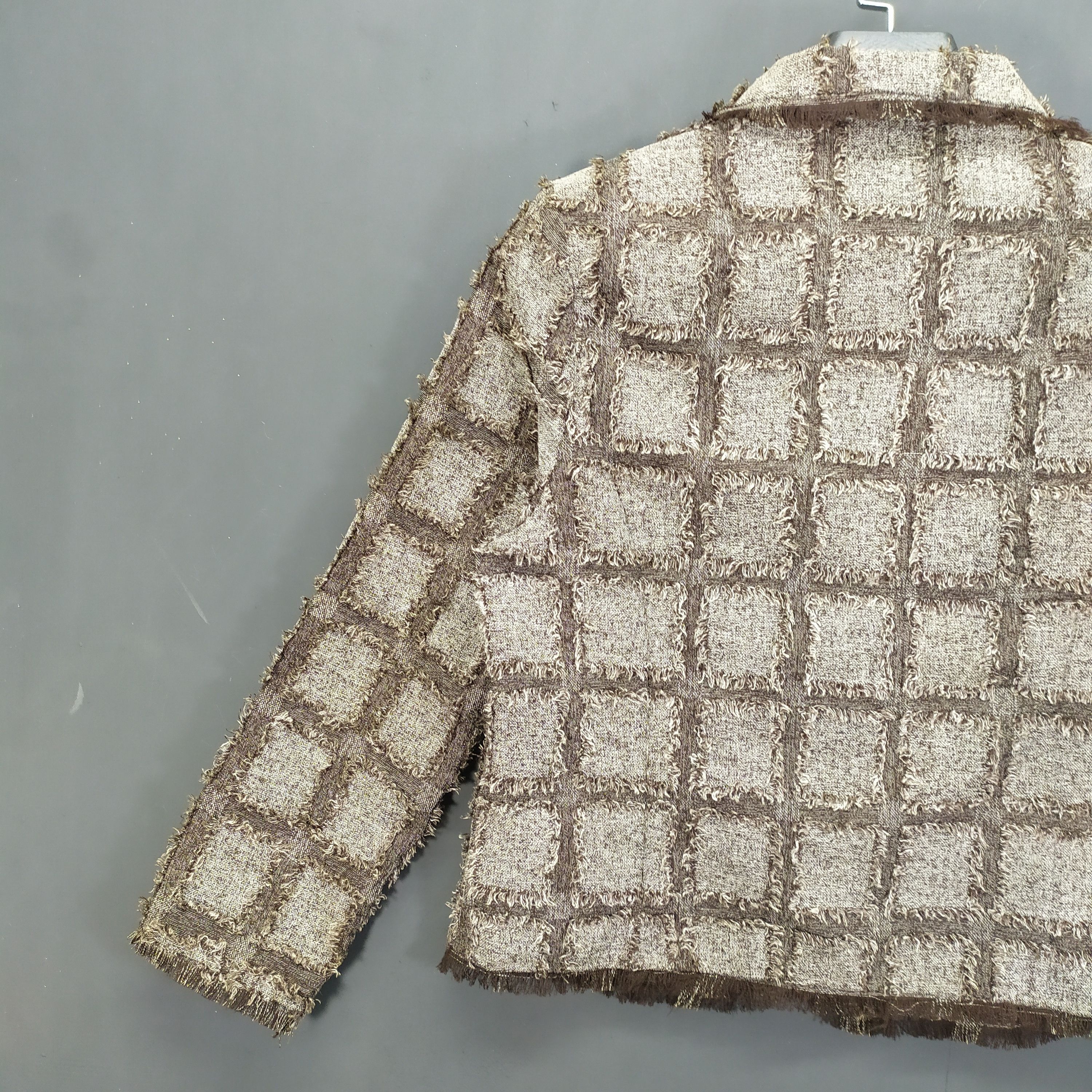 Japanese Brand HAPPY ROAD CHECKED FUR CROPPED JACKET #263-10 Size S / US 4 / IT 40 - 9 Thumbnail