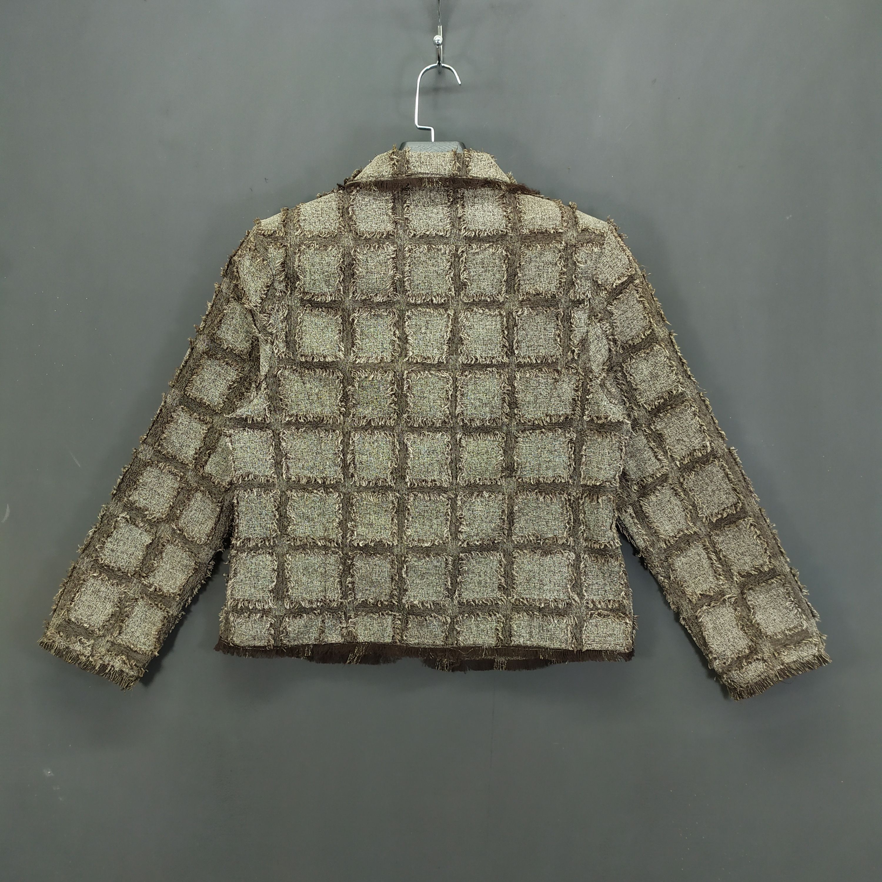 Japanese Brand HAPPY ROAD CHECKED FUR CROPPED JACKET #263-10 Size S / US 4 / IT 40 - 8 Thumbnail