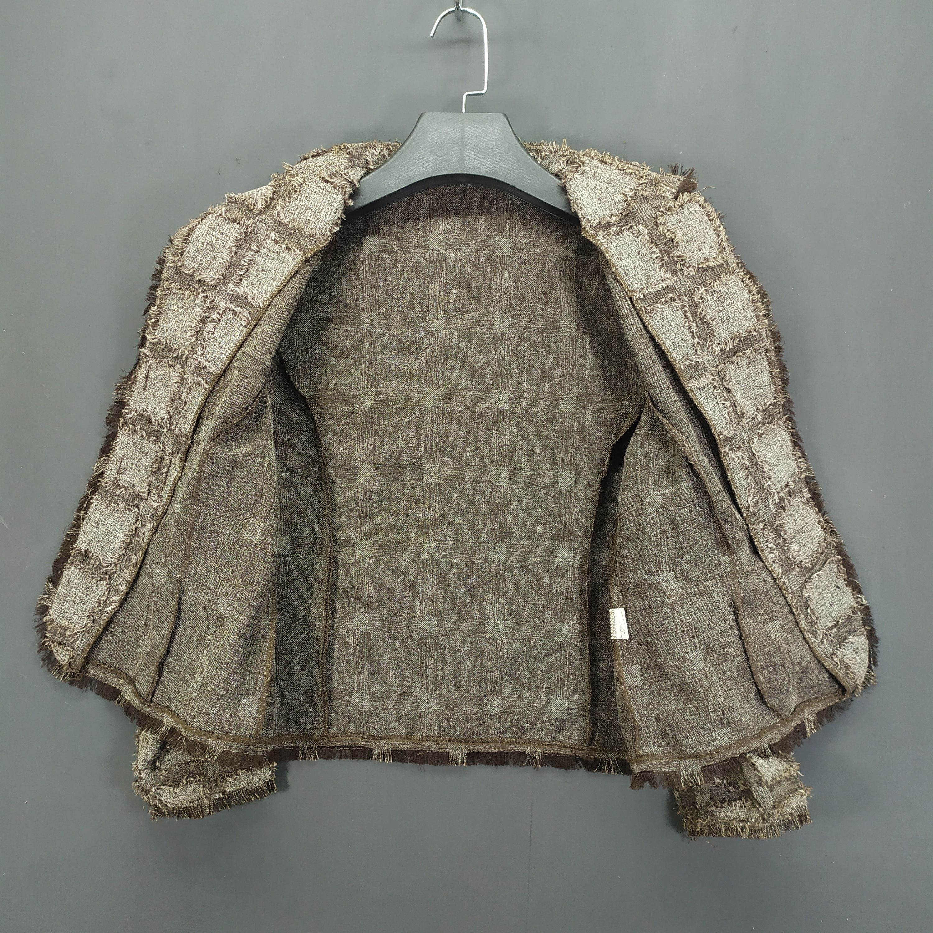 Japanese Brand HAPPY ROAD CHECKED FUR CROPPED JACKET #263-10 Size S / US 4 / IT 40 - 5 Thumbnail
