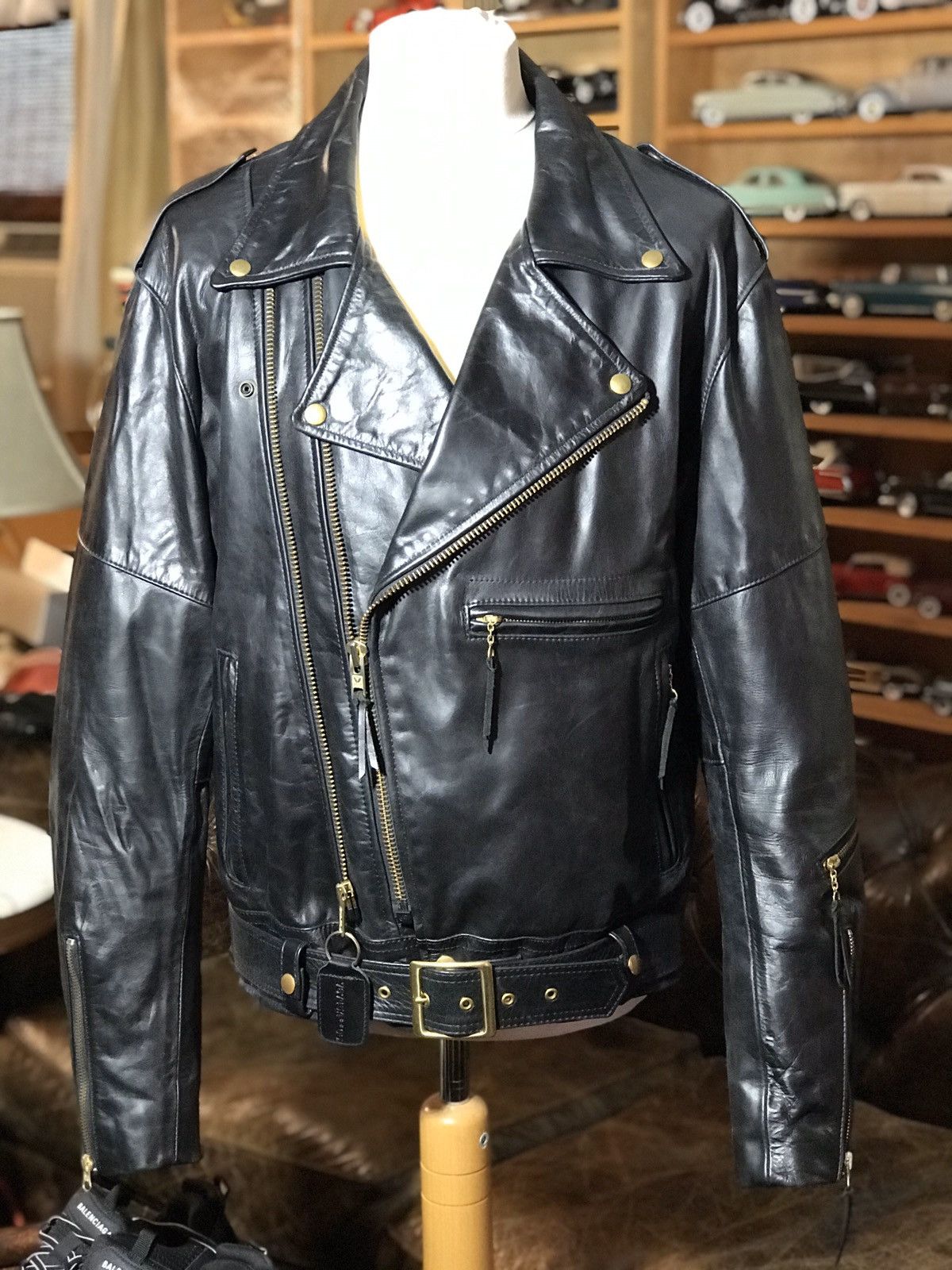 Leather Motorcycle jacket/Multi zip