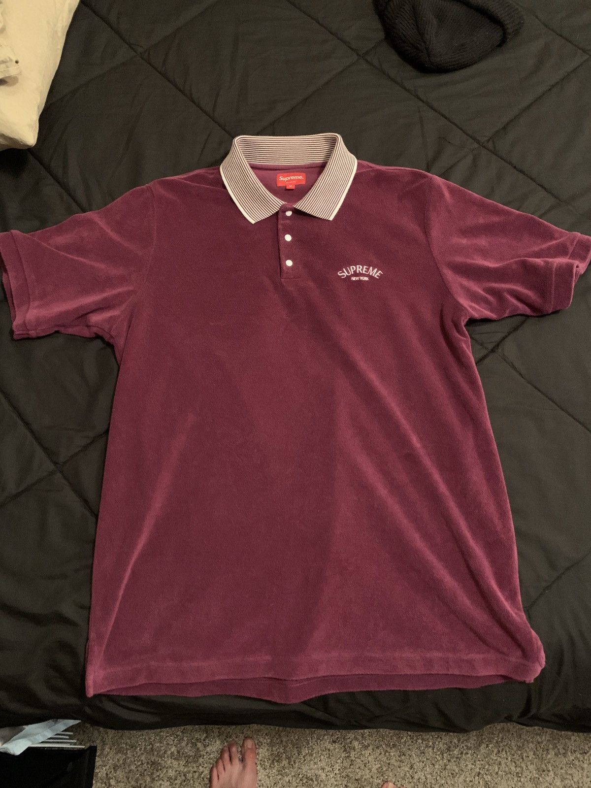 Supreme Striped Collar Terry Polo | Grailed