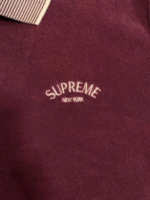 Supreme Supreme Striped Collar Terry Polo Purple/Burgundy | Grailed