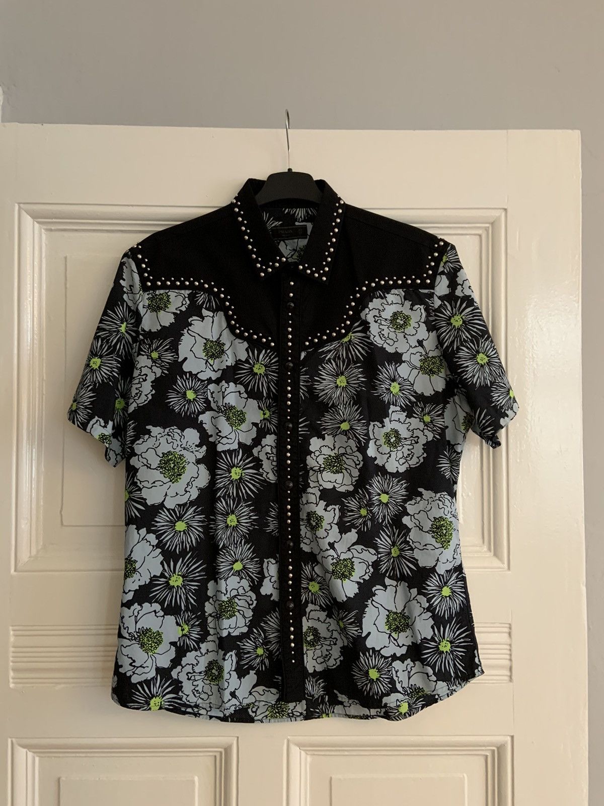 Prada Prada Runway Studded Floral Print Shirt SS12 Size 43 | Grailed