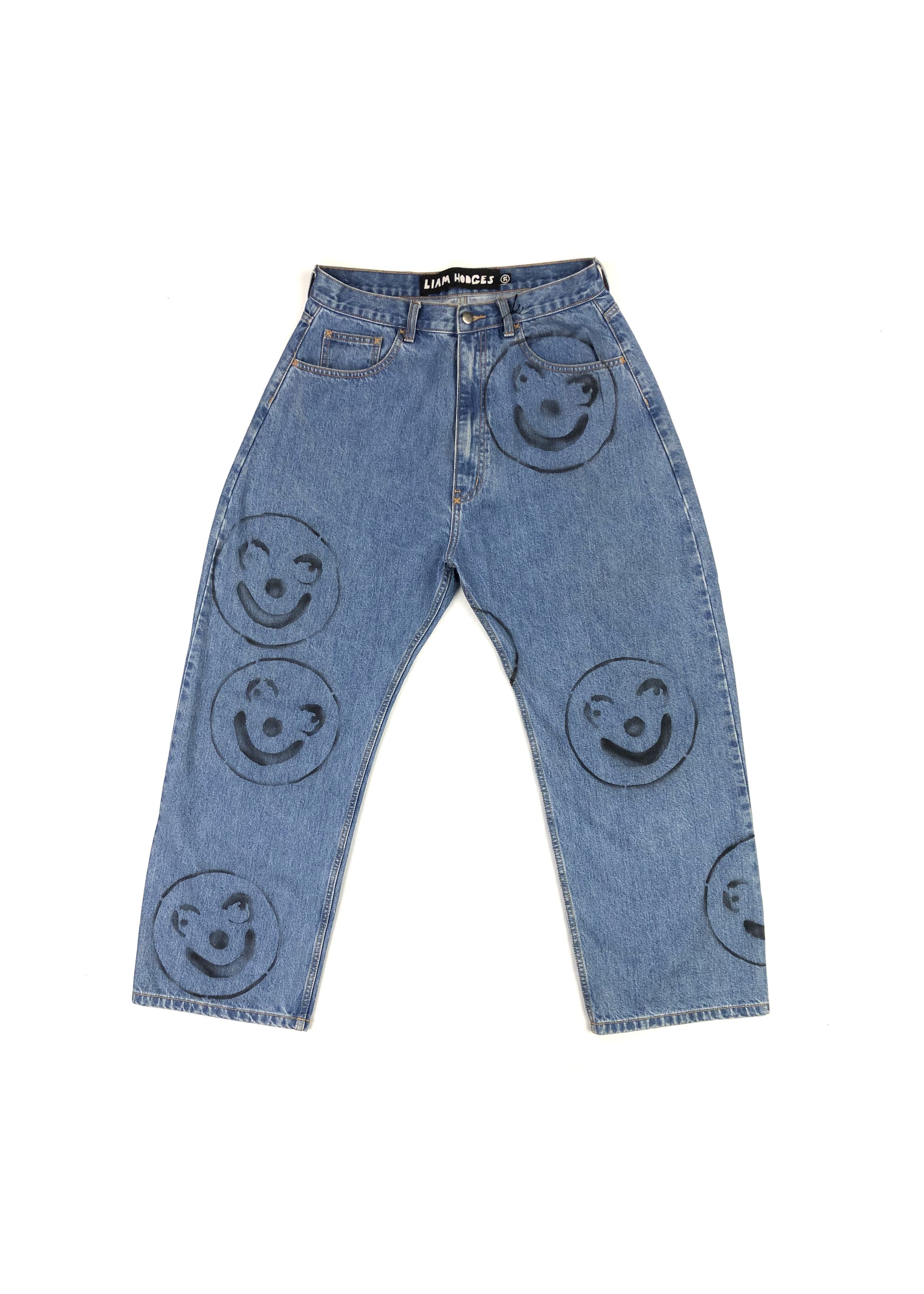 Liam Hodges AW18 Liam Hodges airbrushed smiley jeans | Grailed