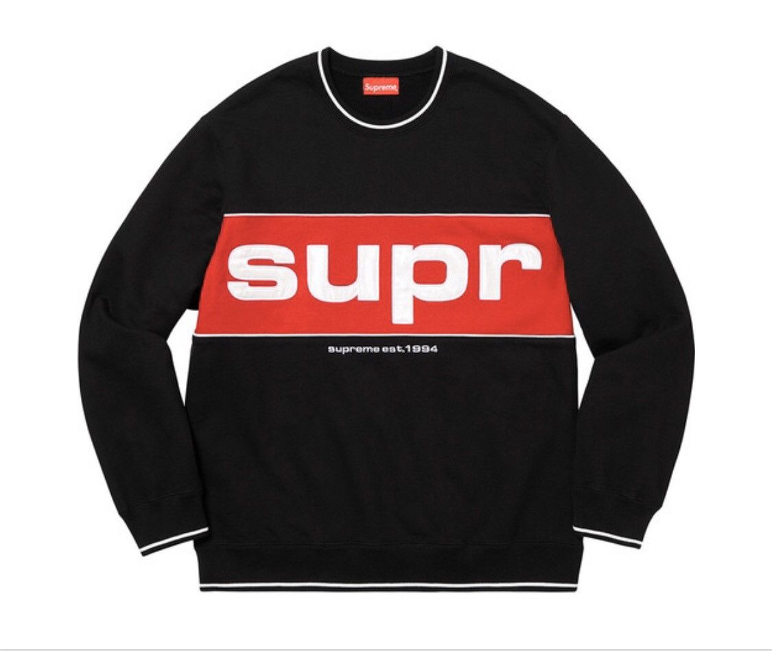 Supreme Supreme Piping Crewneck Black Medium | Grailed 