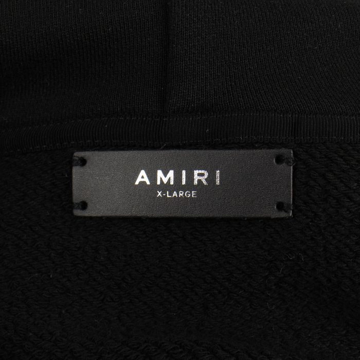 Amiri Black Varsity Cotton And Leather Hoodie Sweatshirt Size XL | Grailed