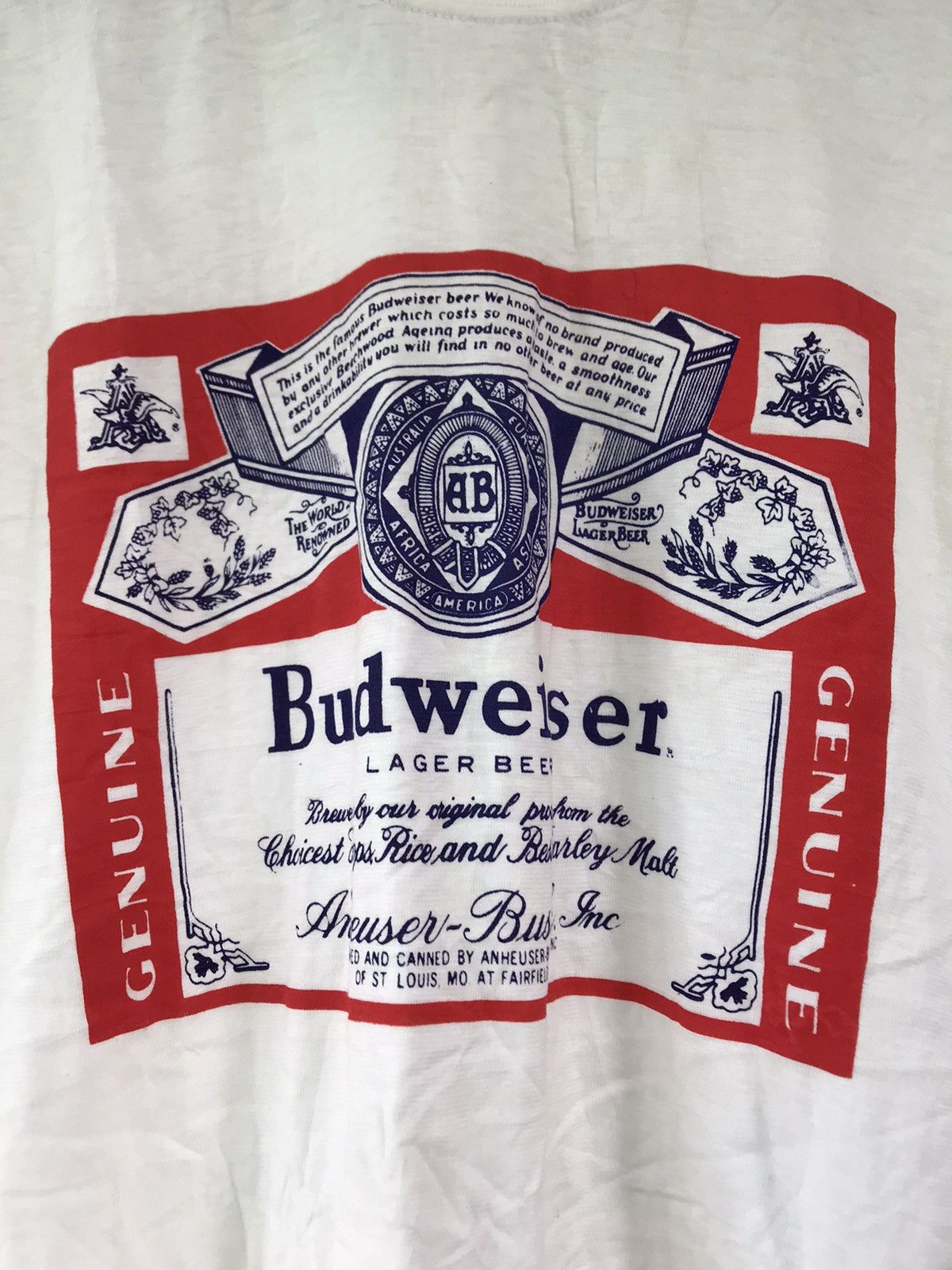 Budweiser × Vintage Vintage BUDWEISER King Of Beer Paperthin Tshirt Size US M / EU 48-50 / 2 - 4 Thumbnail