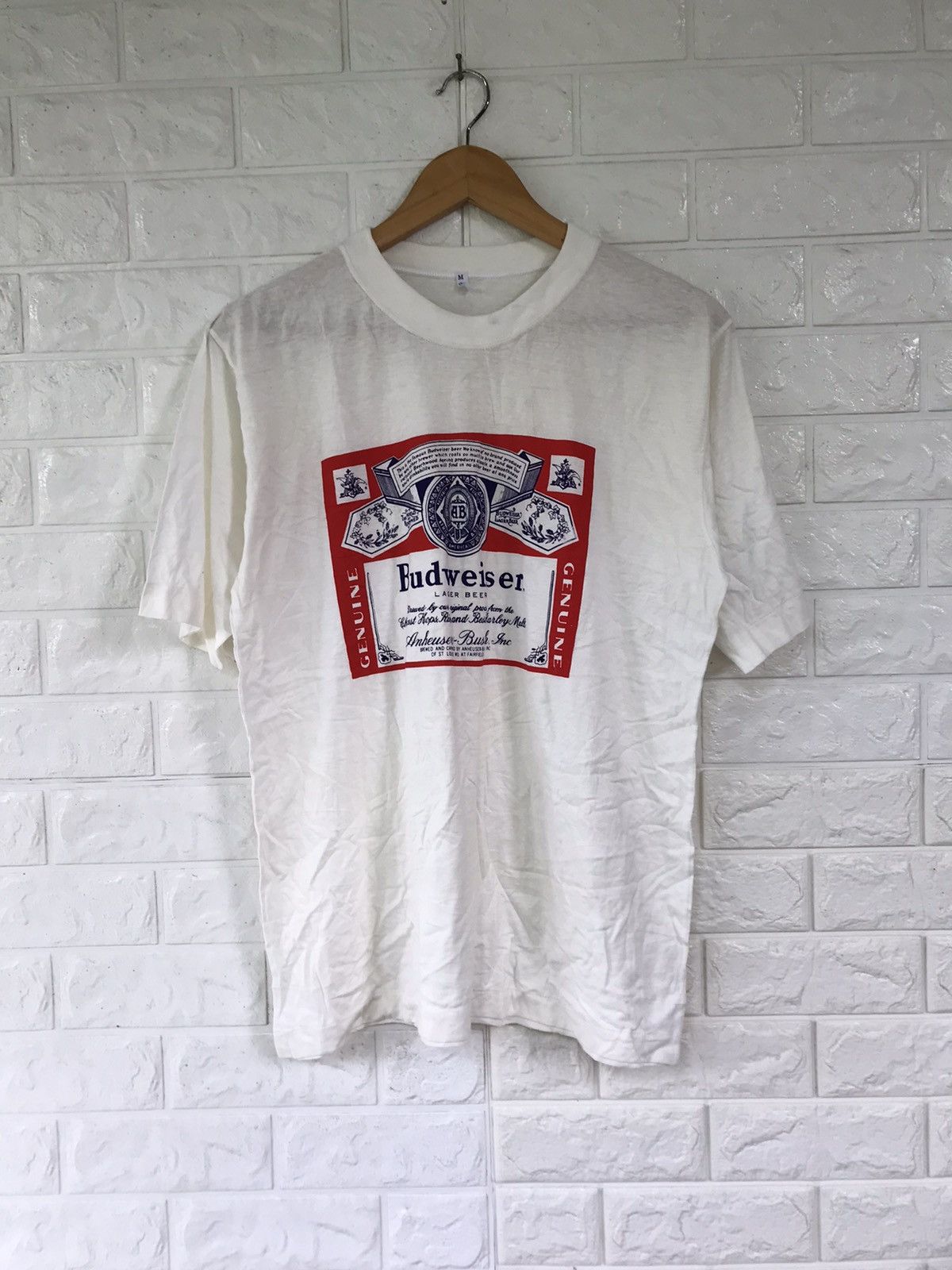 Budweiser × Vintage Vintage BUDWEISER King Of Beer Paperthin Tshirt Size US M / EU 48-50 / 2 - 1 Thumbnail