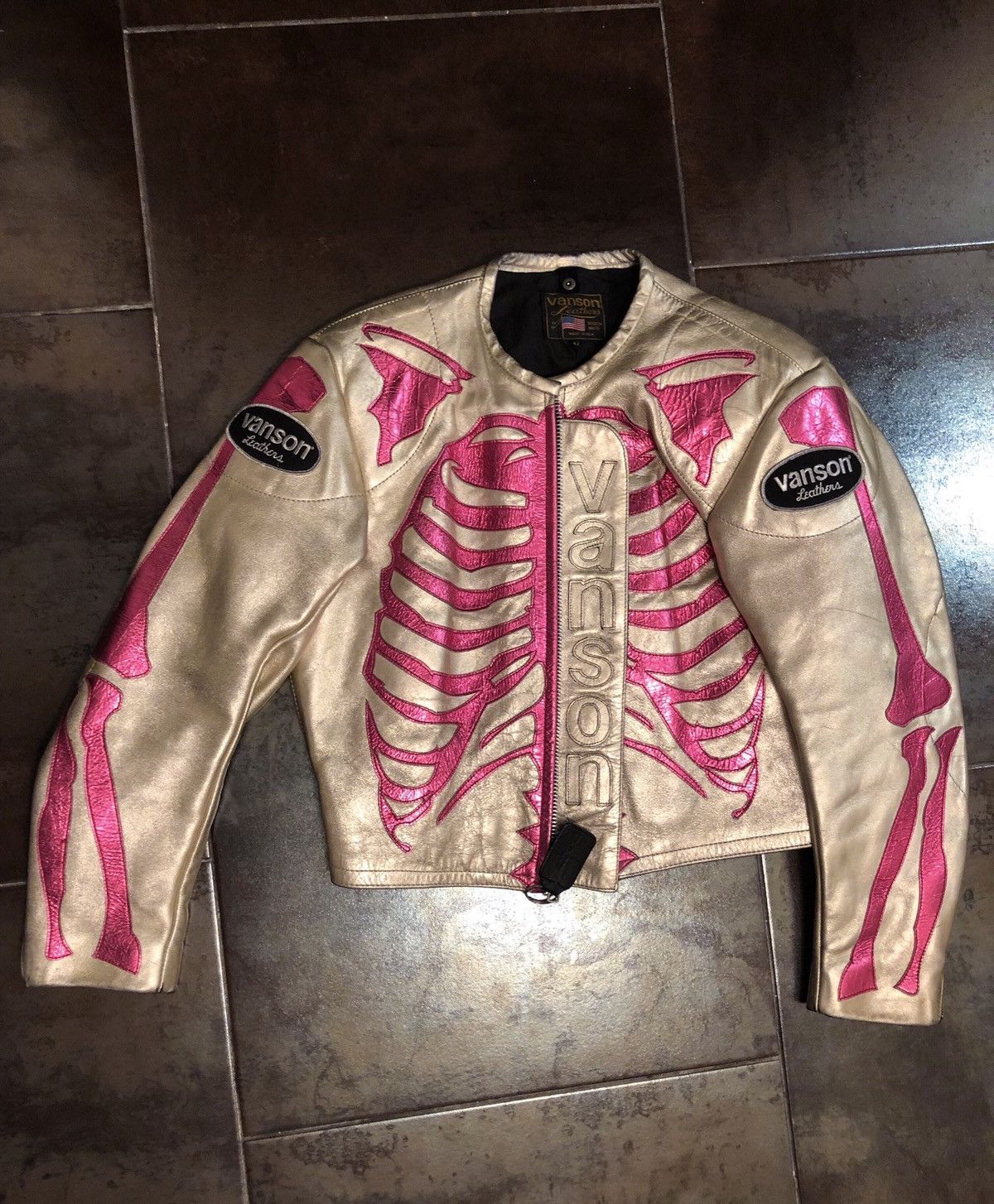 Vanson Leathers Vanson leathers jacket bones skeleton pink Vanson Leathers Vanson leathers jacket bones skeleton pink