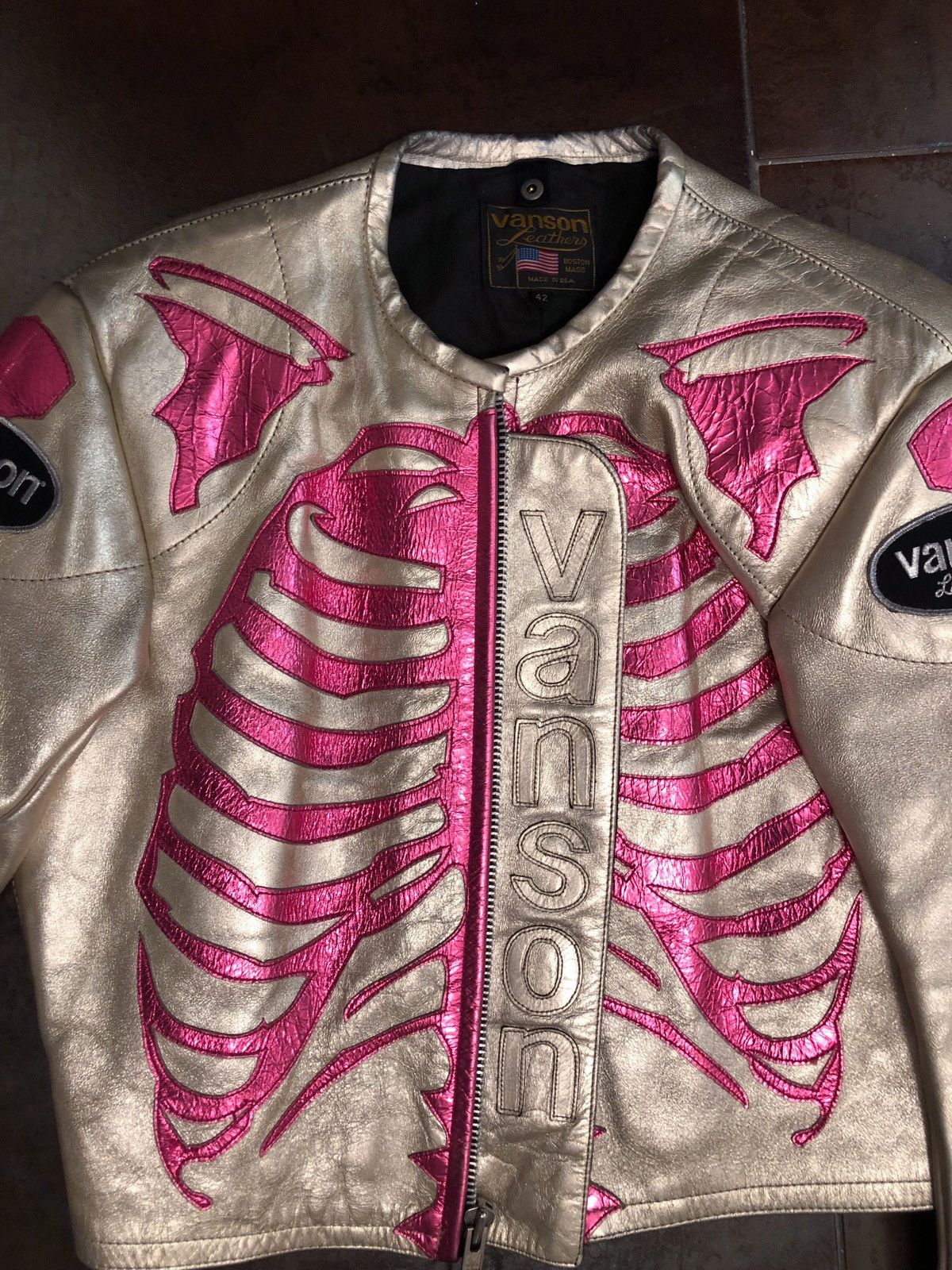 Vanson Leathers Vanson leathers jacket bones skeleton pink Vanson Leathers Vanson leathers jacket bones skeleton pink
