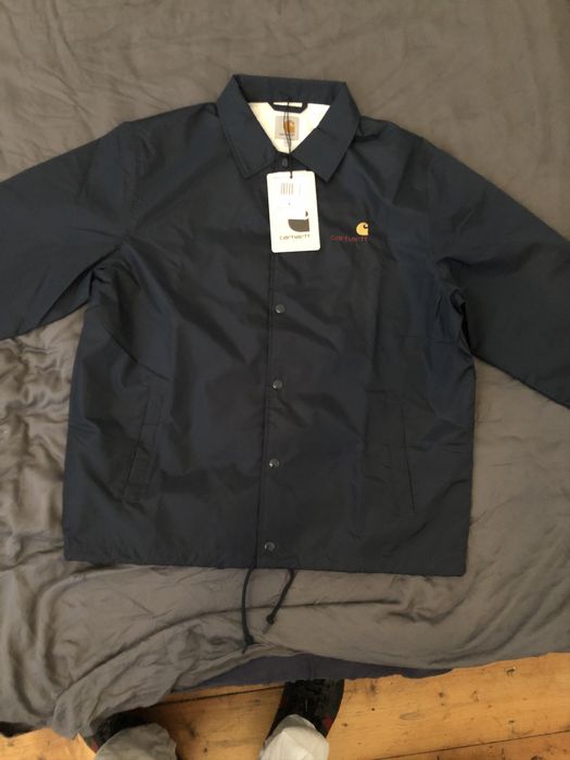 Carhartt american script coach on sale jacket