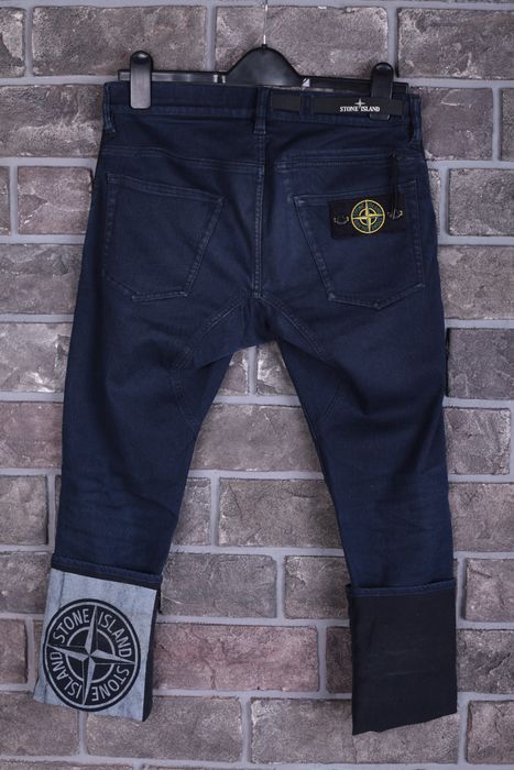 Stone Island RARE CYCLING JEANS WITH BIG REFLECTIVE LOGO | Grailed