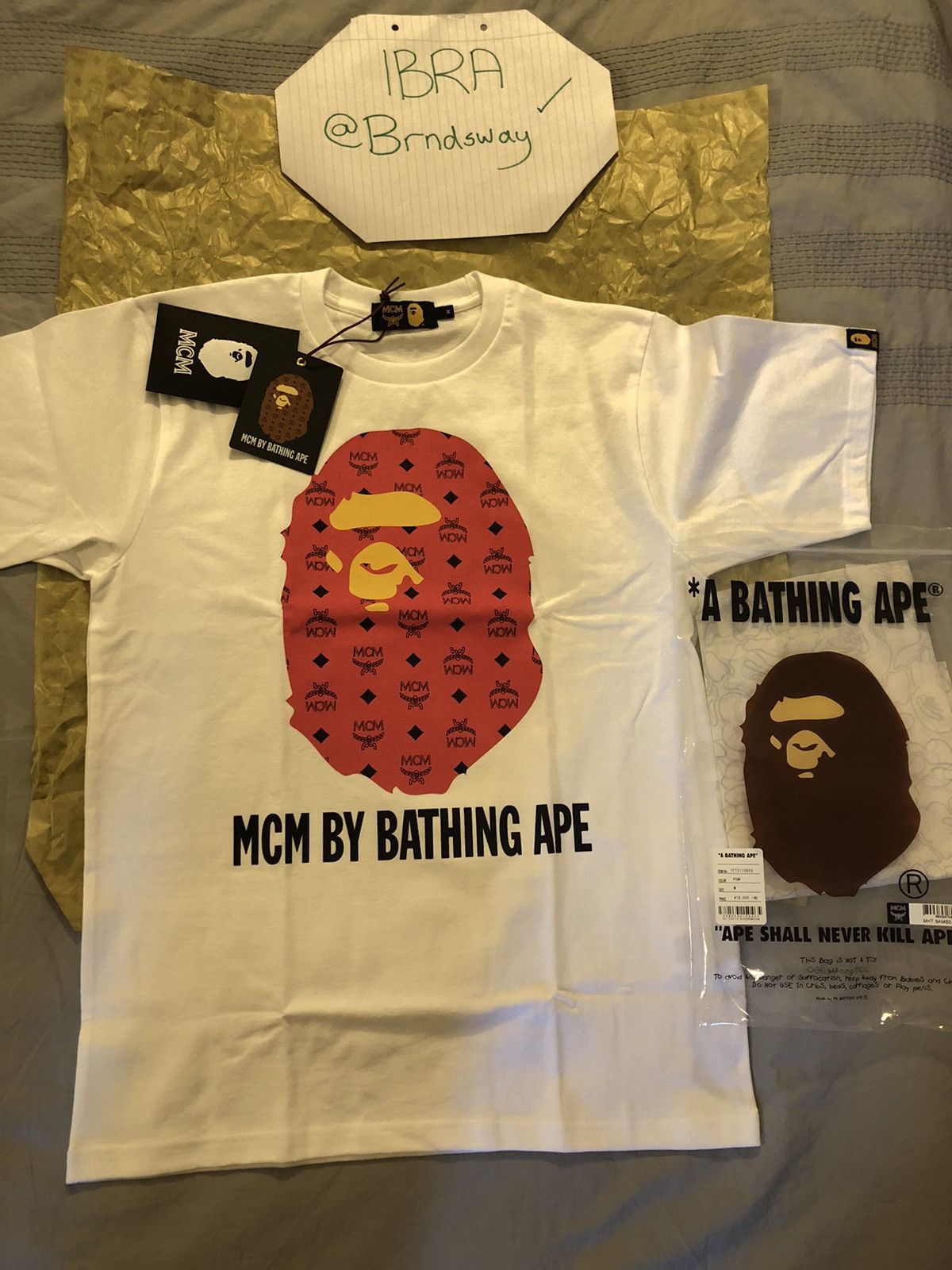 Bape × MCM Bape x MCM pink camo ape head tee | Grailed