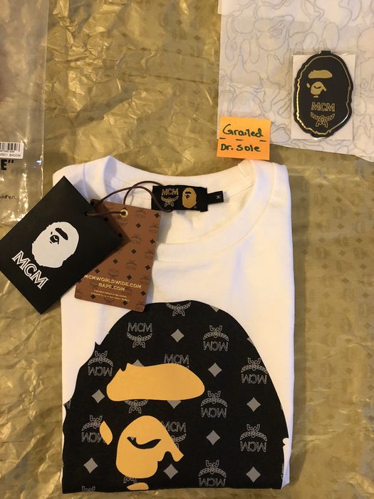 Bape Bape x MCM Black camo ape head tee | Grailed